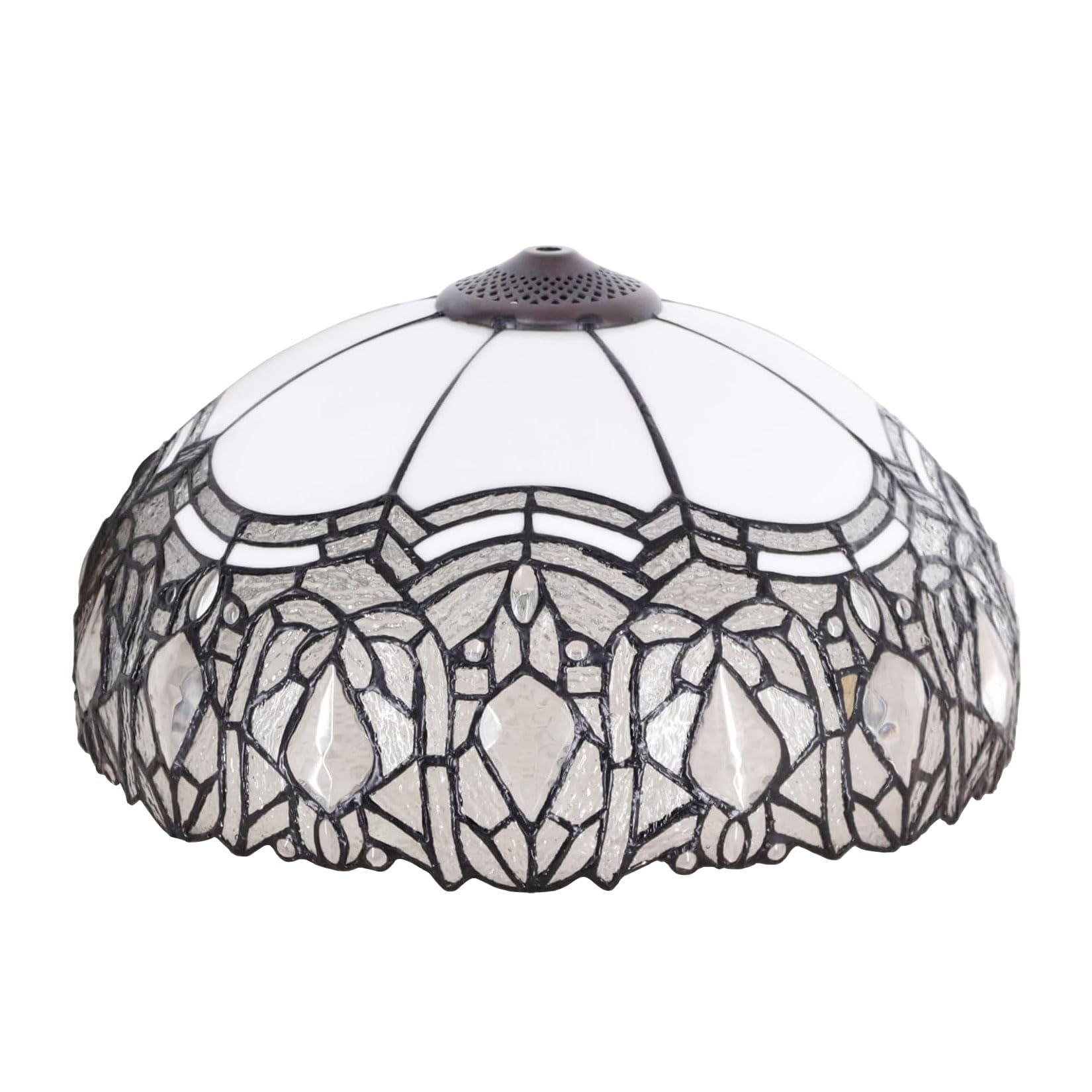 SaryEdge Tiffany Lamp shade, Only 16X9 Inch White Large Stained Glass Lampshades for Table Desk Floor Lampshade Replacement, Decor Bedroom Living Room Wedding Room Office，，