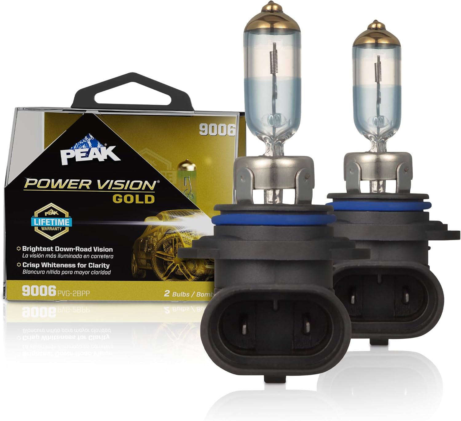 PEAK Power Vision Gold Automotive High Performance 9006/HB4 55W Headlight Bulbs (2 Pack)
