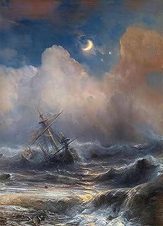 WGZGEFLEB Classical Paintings Pictures Classic Pictures Sinking of One of the Ships of the Spanish Armada on the by Theodore Gudin Famous Painting for Home Decor 60x90cm