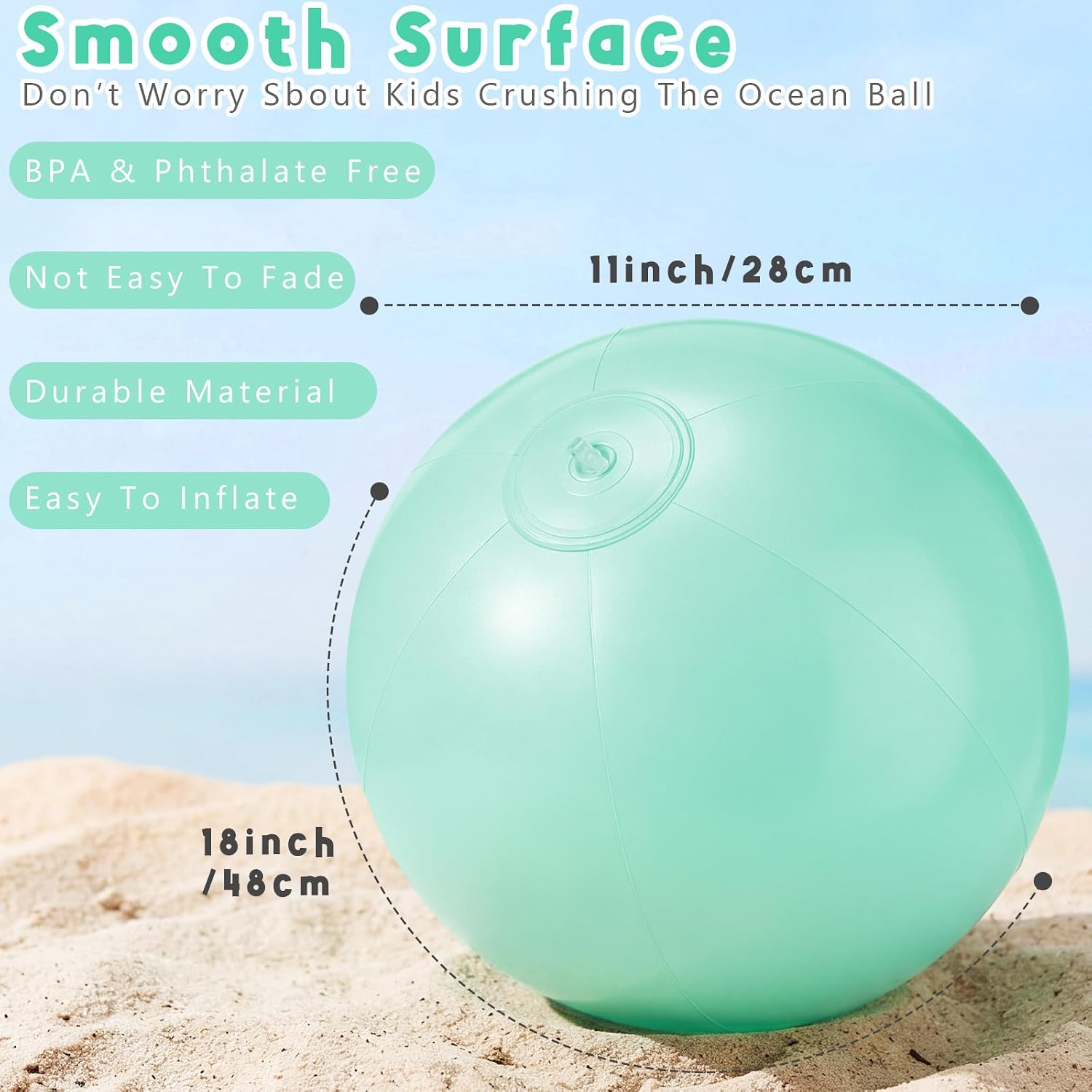 MiniInflat 4 Pcs 16 Inch Inflatable Beach Balls Bulk Large Pastel Inflatable Decorated Ball Party Ornaments for Summer Swimming Pool Party Birthday Favors