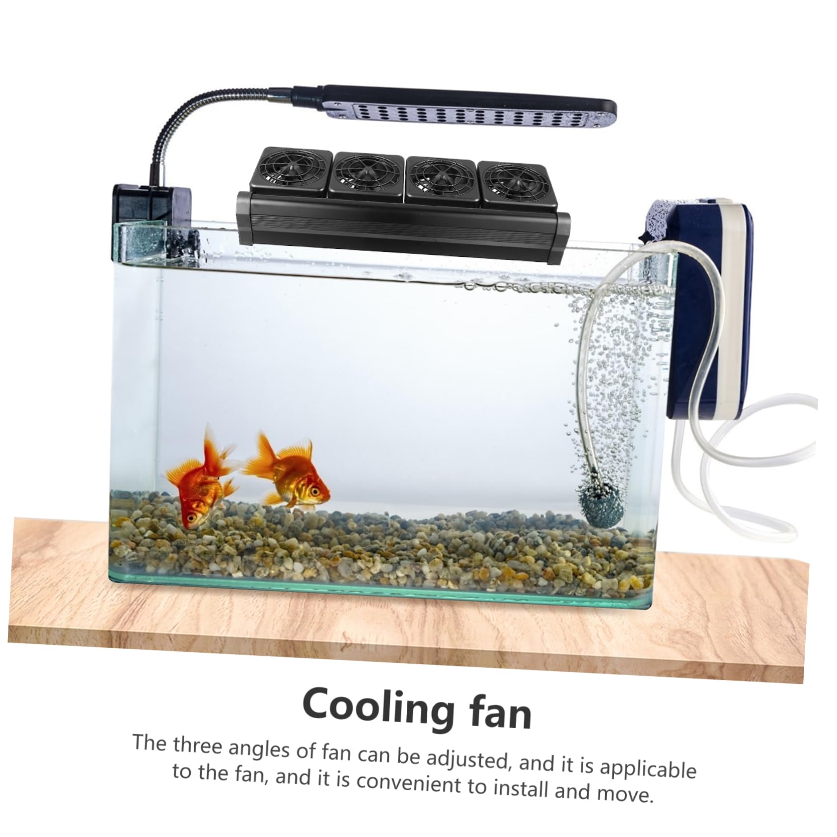 ibasenice Wasserkühlventilator zur Effektiven Aquarien Kühlung aus Kunststoff und Aluminiumlegierung mit Verstellbarem Klemmverschluss und 2-stufiger Windgeschwindigkeit für Aquarium