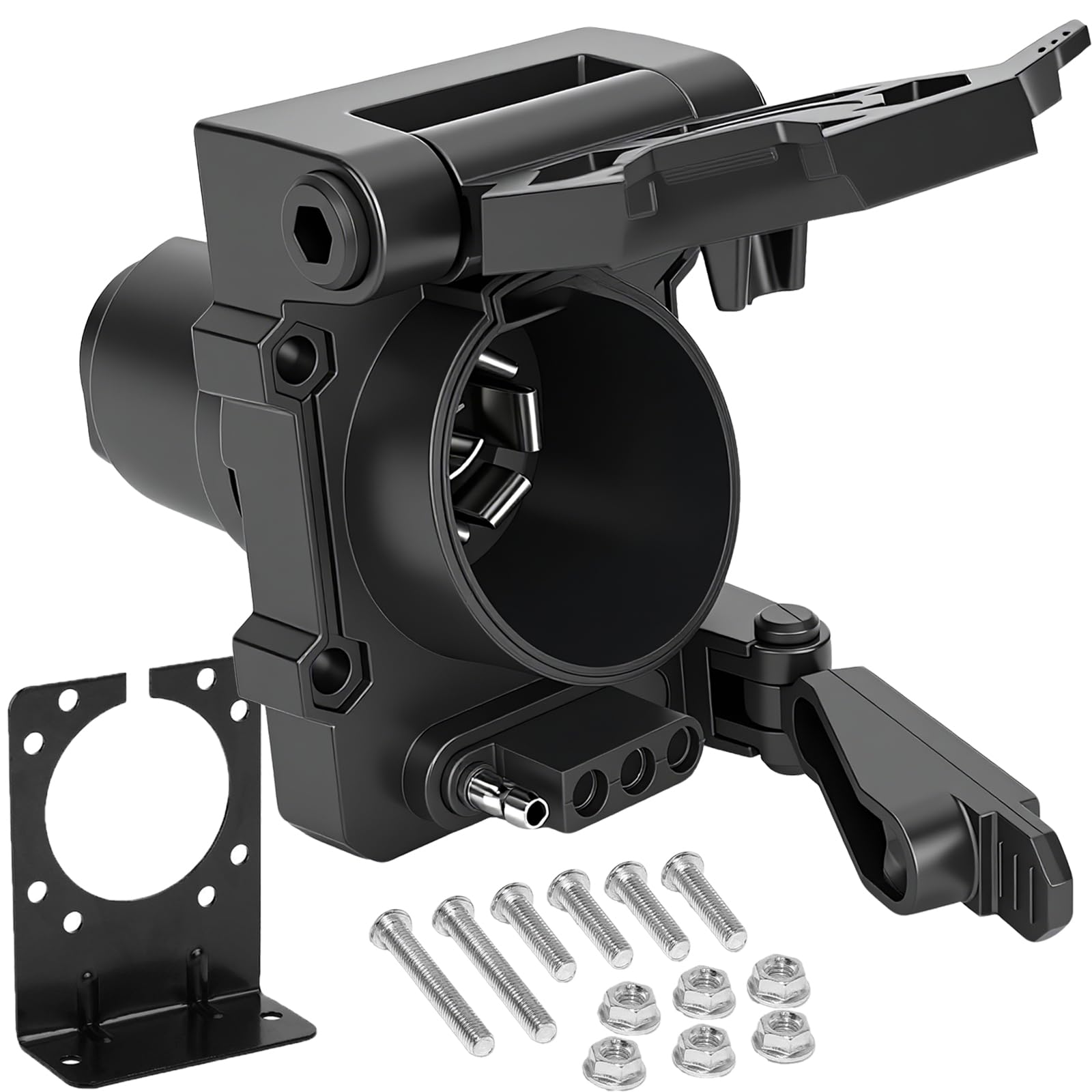 Adaptateur de prise de remorque multi-remorque, adaptateur de remorque 7 et 4 broches, 7 lames vers 7 lames et 4 connecteurs plats pour véhicule, noir