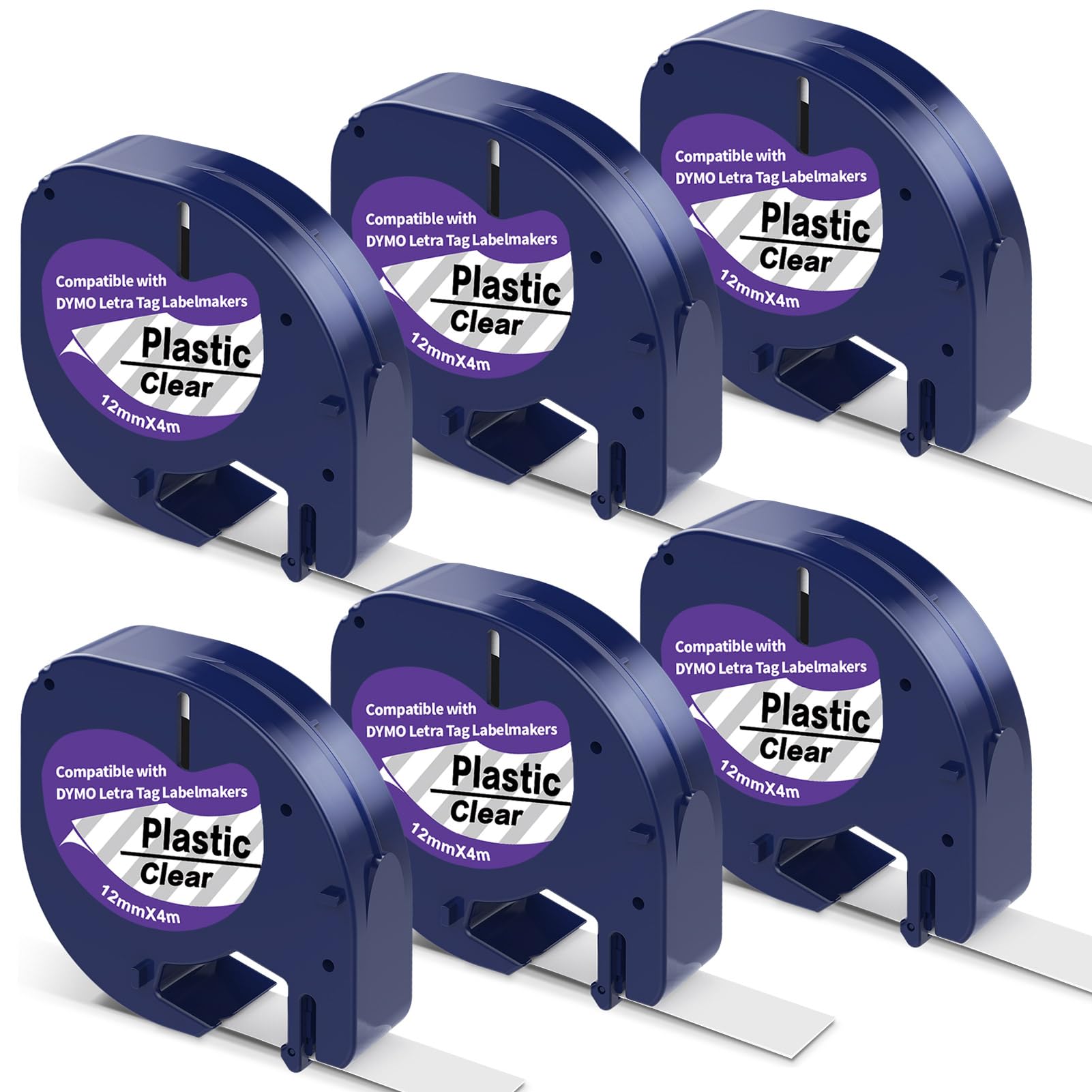6 X Compatible with DYMO Letratag Label Maker Refills, Plastic Clear Replacement for DYMO Letratag Refills 91331 S0721660, Label Maker Tape for LT-100H LT-100T 200B QX50