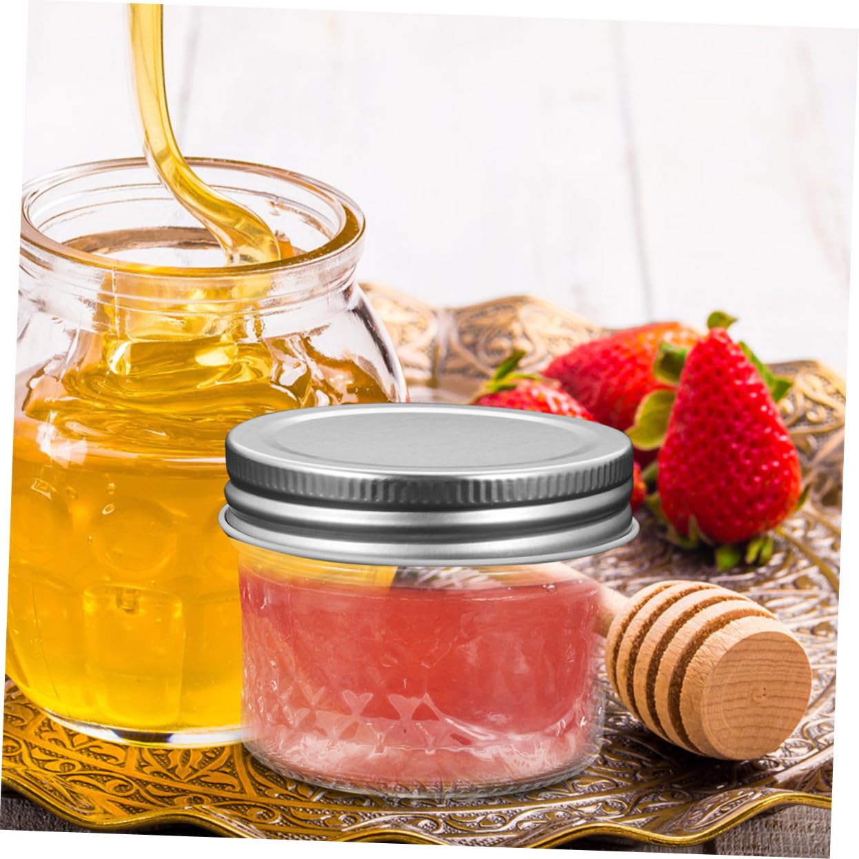 Teiliges Marmeladenglas mit Luftdichten Schraubdeckeln Lebensmittelechte Einmachgläser für Honig Konfitüre und Gewürze Große Öffnung Transparentes Glas zur Einfachen