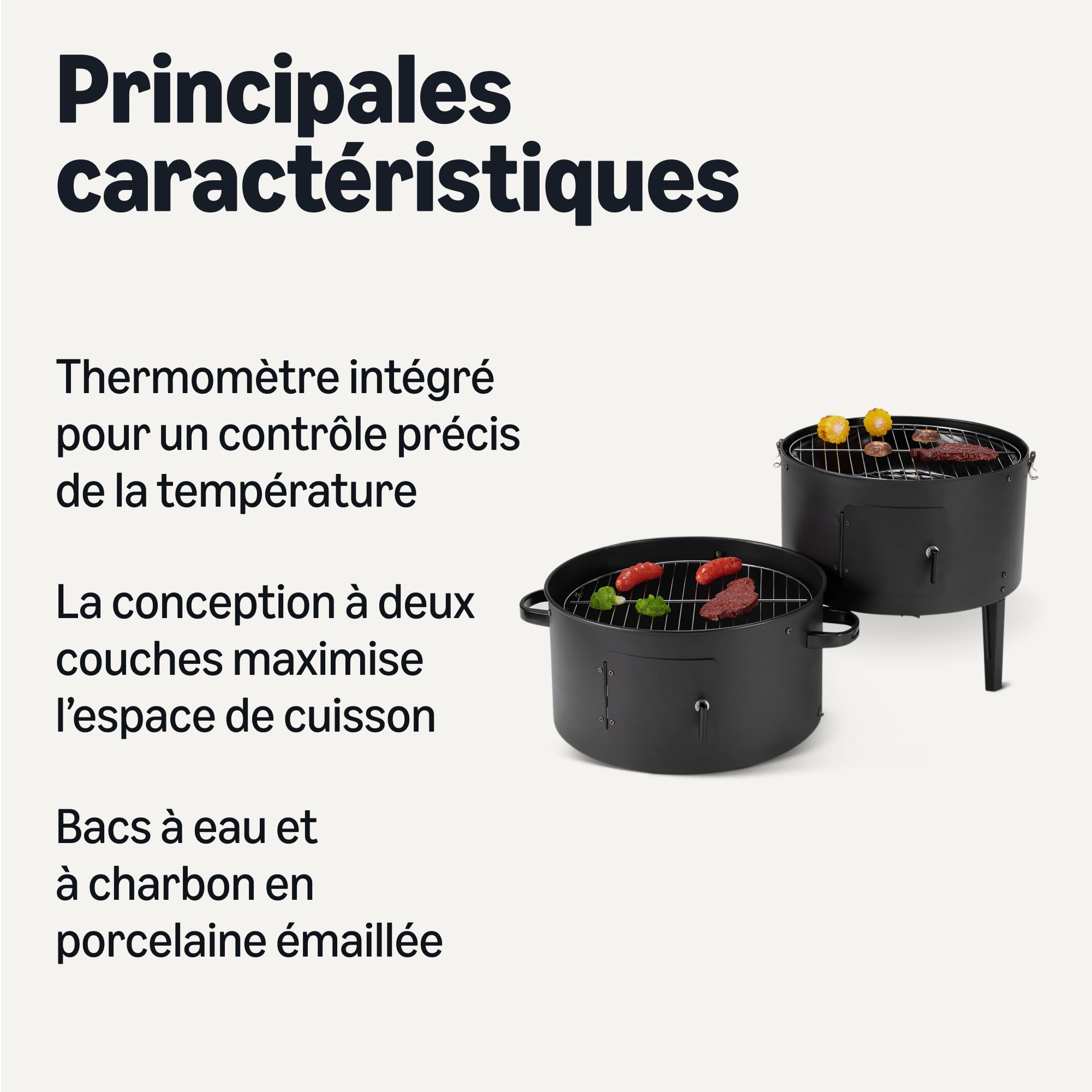 Amazon Basics Fumoir d'extérieur, 1 pièce, 40.6 cm, Noir