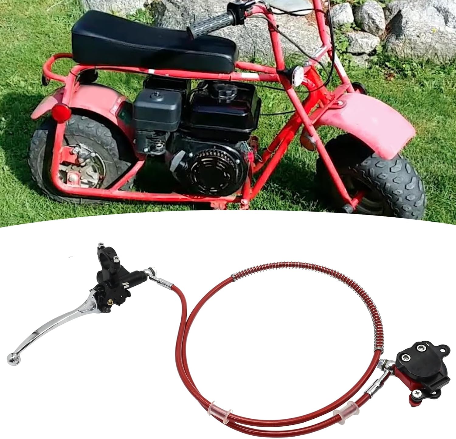 Mini Bike Hydraulic Disc Brake Caliper Assembly Kit 7/8" Left Handlebars Replacement for Baja DB30 Doodle Bug Blitz Dirt Bug Racer 97cc 79cc Predator 2.8HP Engine