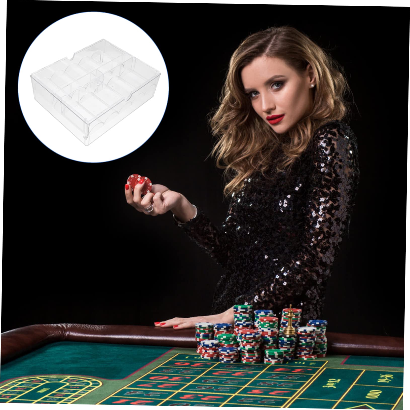 KICHOUSE Boîte Transparente à Jetons Poker Acrylique Avec Couvercle Organiseur Pratique Pour Rangement De Jeu Et Antidérapant Jetons Rangement Facile Et Esthétique