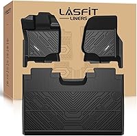 LASFIT TPE Floor Mats for Ford F-150 2015-2026 SuperCrew & F-150 Lightning 2022-2025 - Custom Fit All-Weather Liners, 1st & 2nd Row Black 3pc