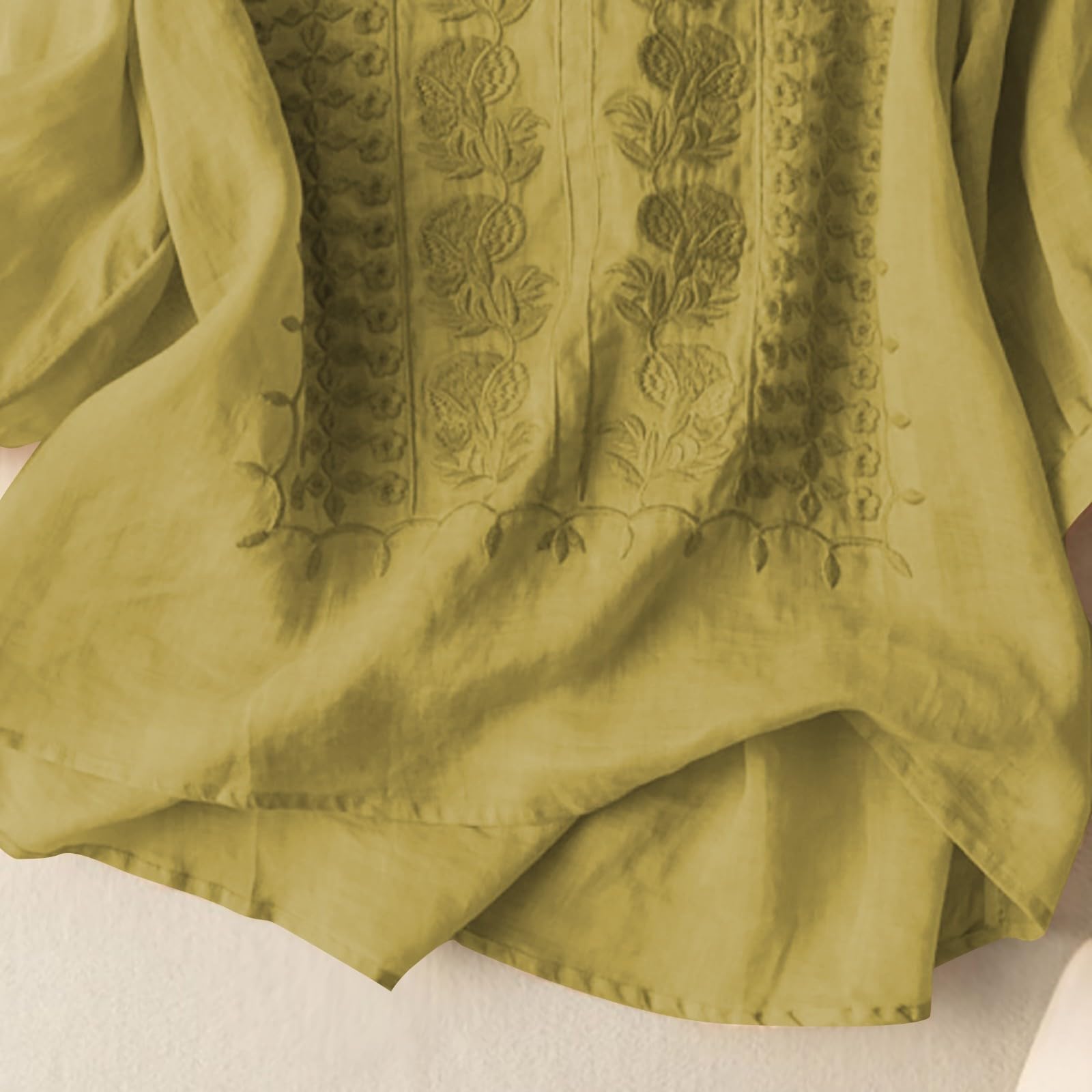 Set di pantaloni estivi da donna a gamba larga, vita alta, stile casual, in lino ricamato, elastico in vita, tasche laterali, tinta unita, lunghi, per il tempo libero, due pezzi, per viaggi e