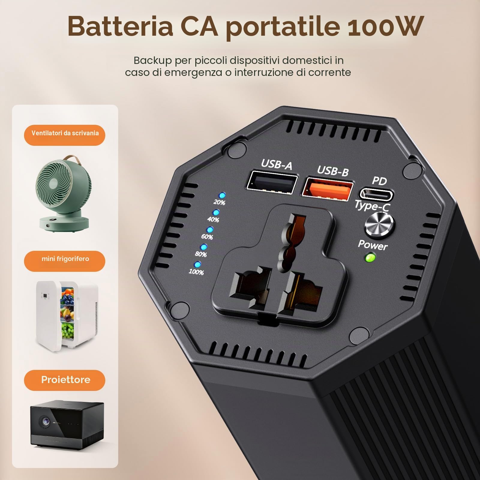 Powerstation - Batteria esterna da 98 wh, con presa AC da 100 W, con connettore USB, universale, caricatore da viaggio per laptop, MacBook Pro, notebook, tablet Gopro, cellulare, esterno P8