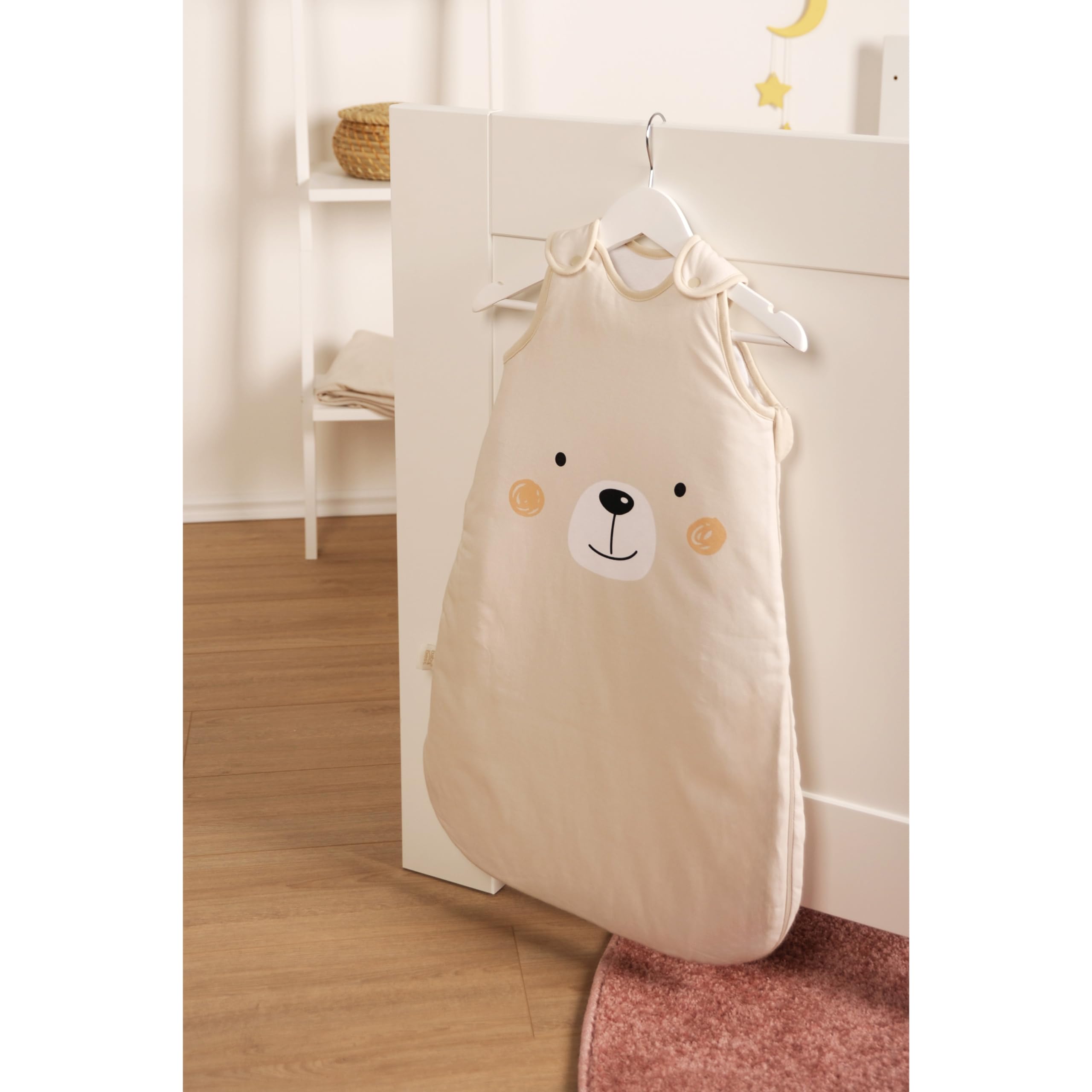 Herding babybest Schlafsack, Little Bear Motiv, 90 cm, Seitlich umlaufender Reißverschluss und Druckknöpfe, Beige Baby