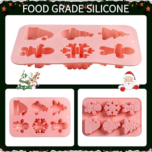 Miniatura 2 de Paquete de 3 moldes de silicona para magdalenas de Navidad, molde de jabón de silicona de gran tamaño para jabón hecho a mano, mini pasteles,