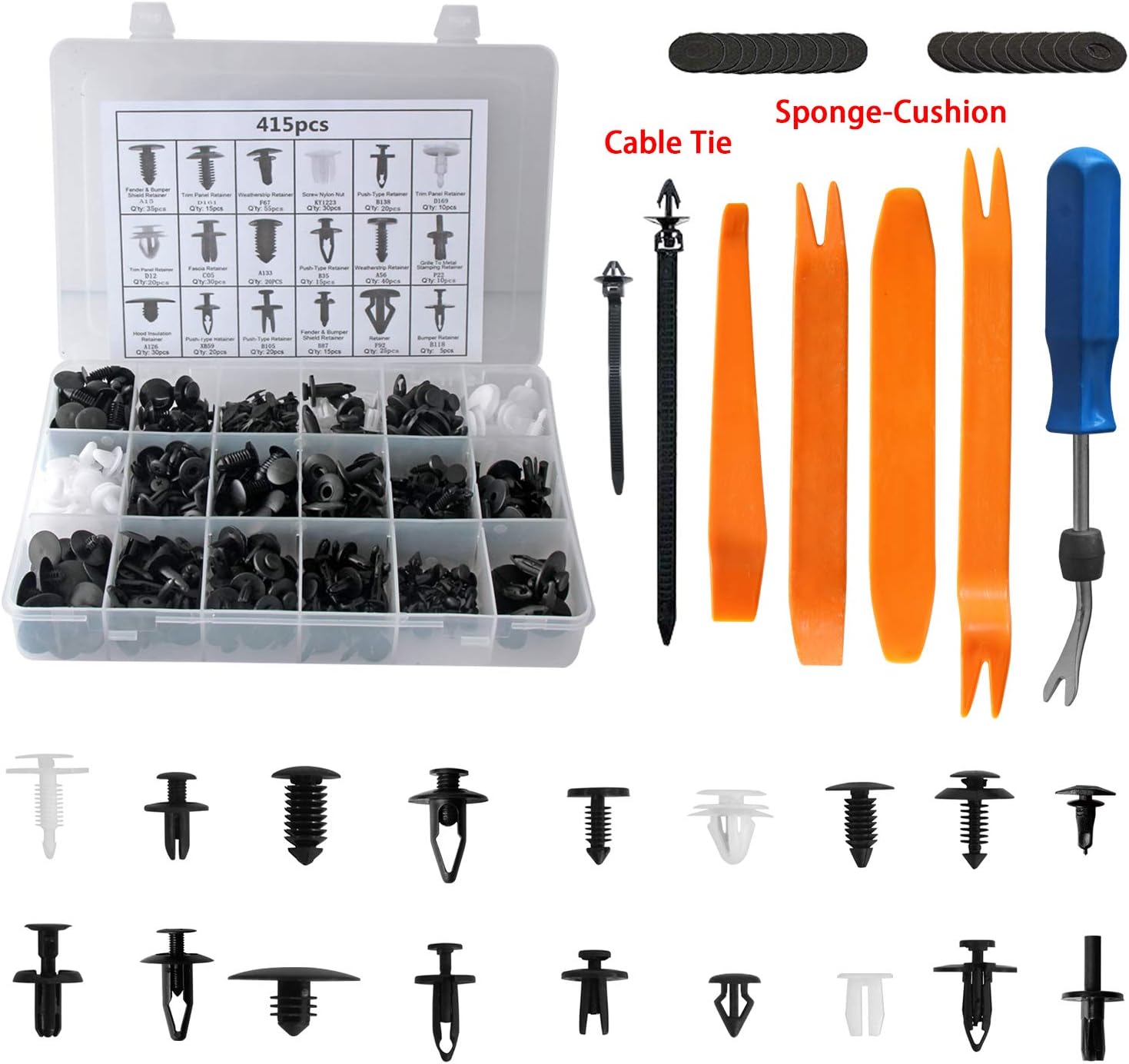 ROLINGER Auto Clips Car Vent Body Clips Retainer Push Kit - 455Pcs Car Panel Trim Plastic Fasteners Rivet Kits with Fastener Remover Auto Trim Removal Tool,Universal for Ford GM Toyota Honda Chrysler