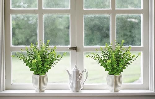 Miniatura 8 de 36 tallos de eucalipto verdes, hojas de eucalipto artificiales, ramas de eucalipto de 15 pulgadas, tallo de eucalipto verde tierno sintético para