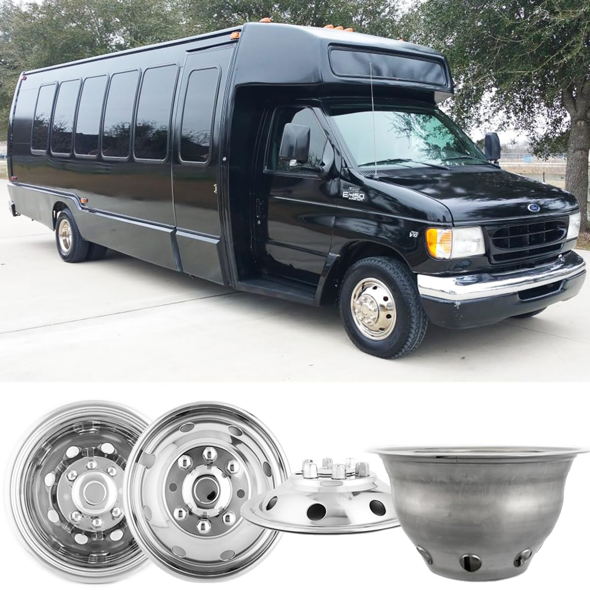 16" Wheel Simulators fit 74-98 Ford F350,08-21 E350/E450 Van,74-99 Ram 3500