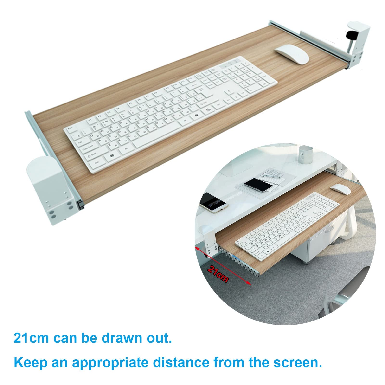 Vassoio Per Tastiera Sotto Scrivania FRMSAET | Cassetto Regolabile Grigio | Per Ufficio