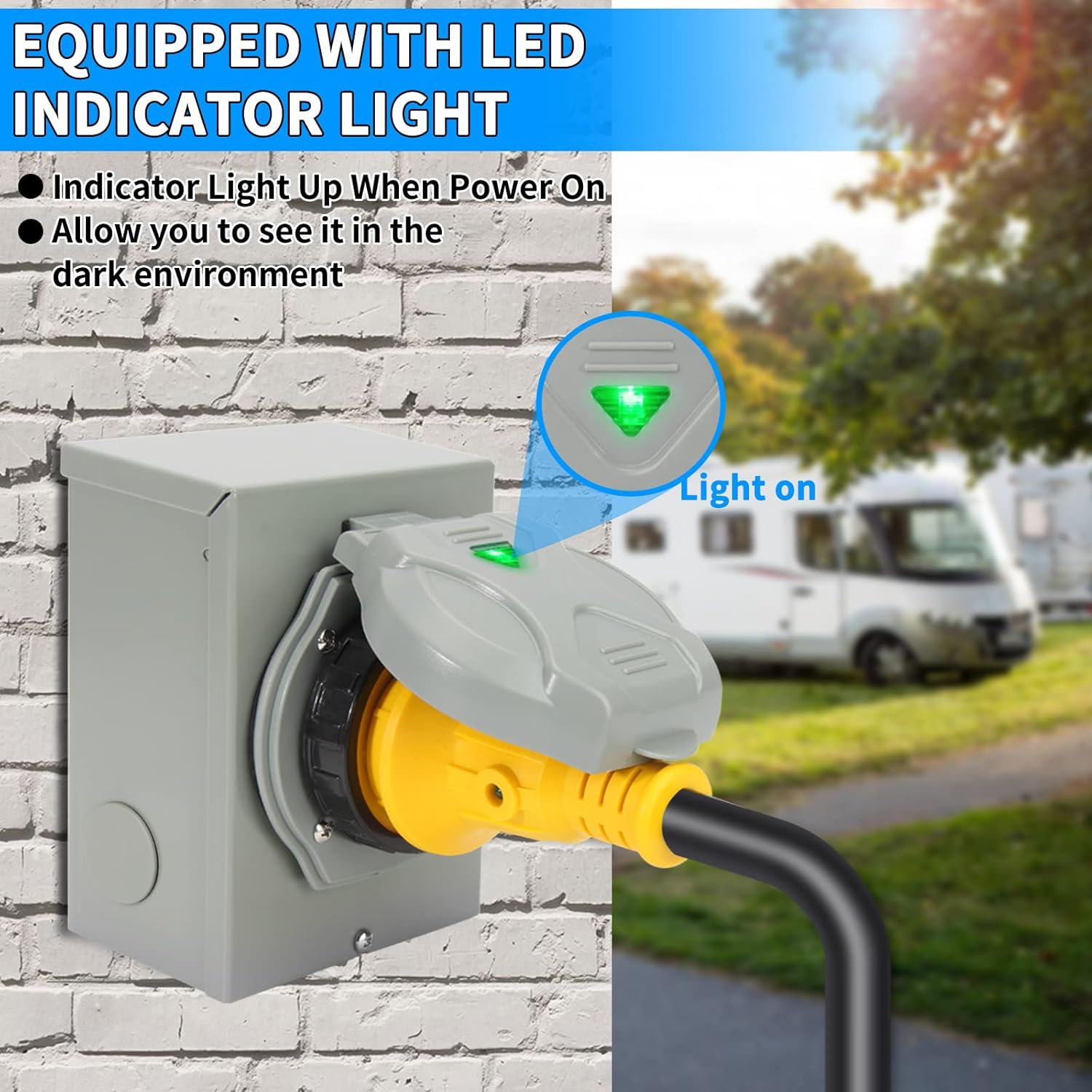 2 PCS Pre-Drilling 50 Amp Generator Inlet Box, NEMA SS2-50P,125/250 Volt, 12500 Watts Outdoor Waterproof 50a Power Inlet Box with Light Indicator for Outdoor Use,ETL Listed