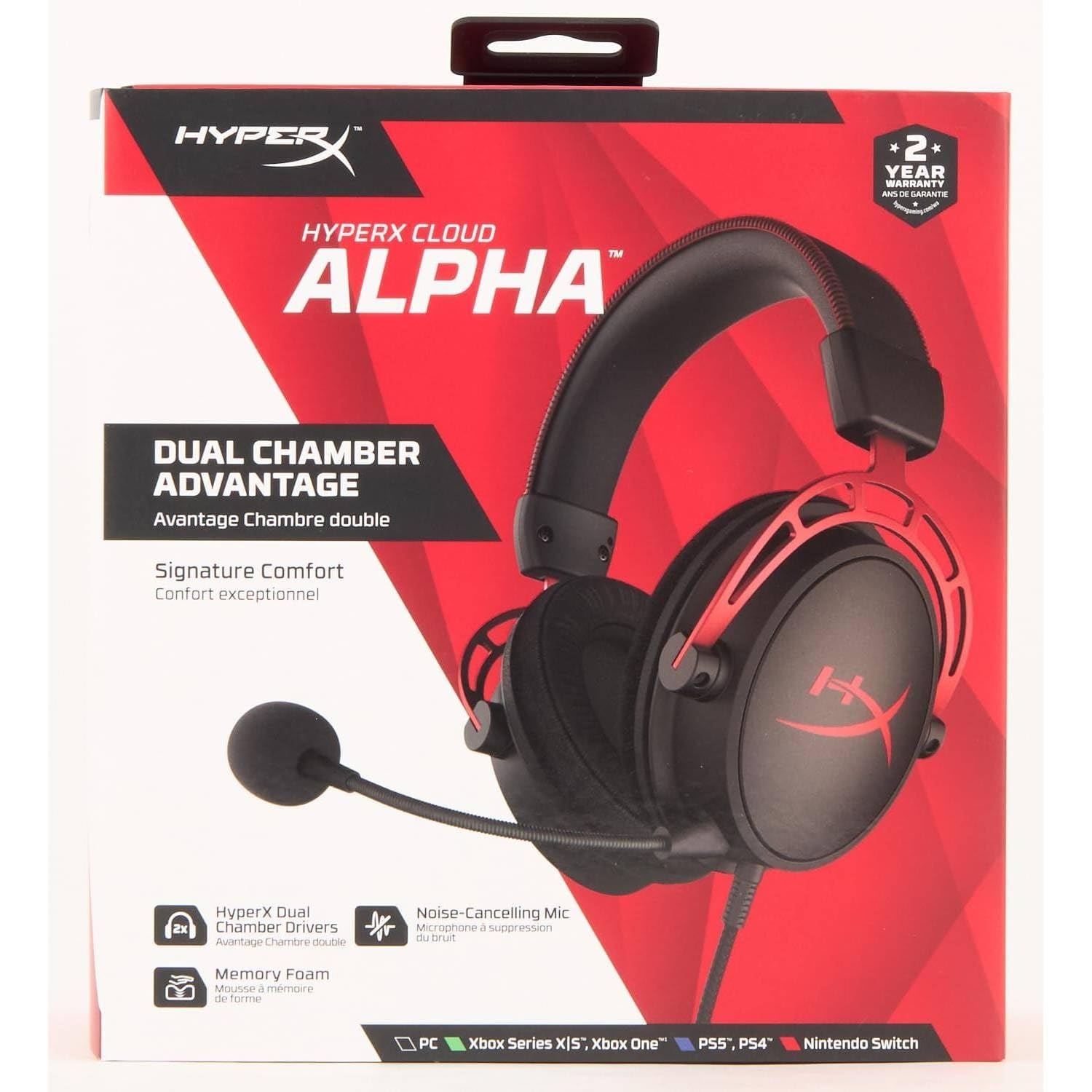 HyperX Cloud Alpha Cuffie Gaming 3,5 mm Jack Alluminio Memory Foam Similpelle PS4 Xbox PC Nero Rosso