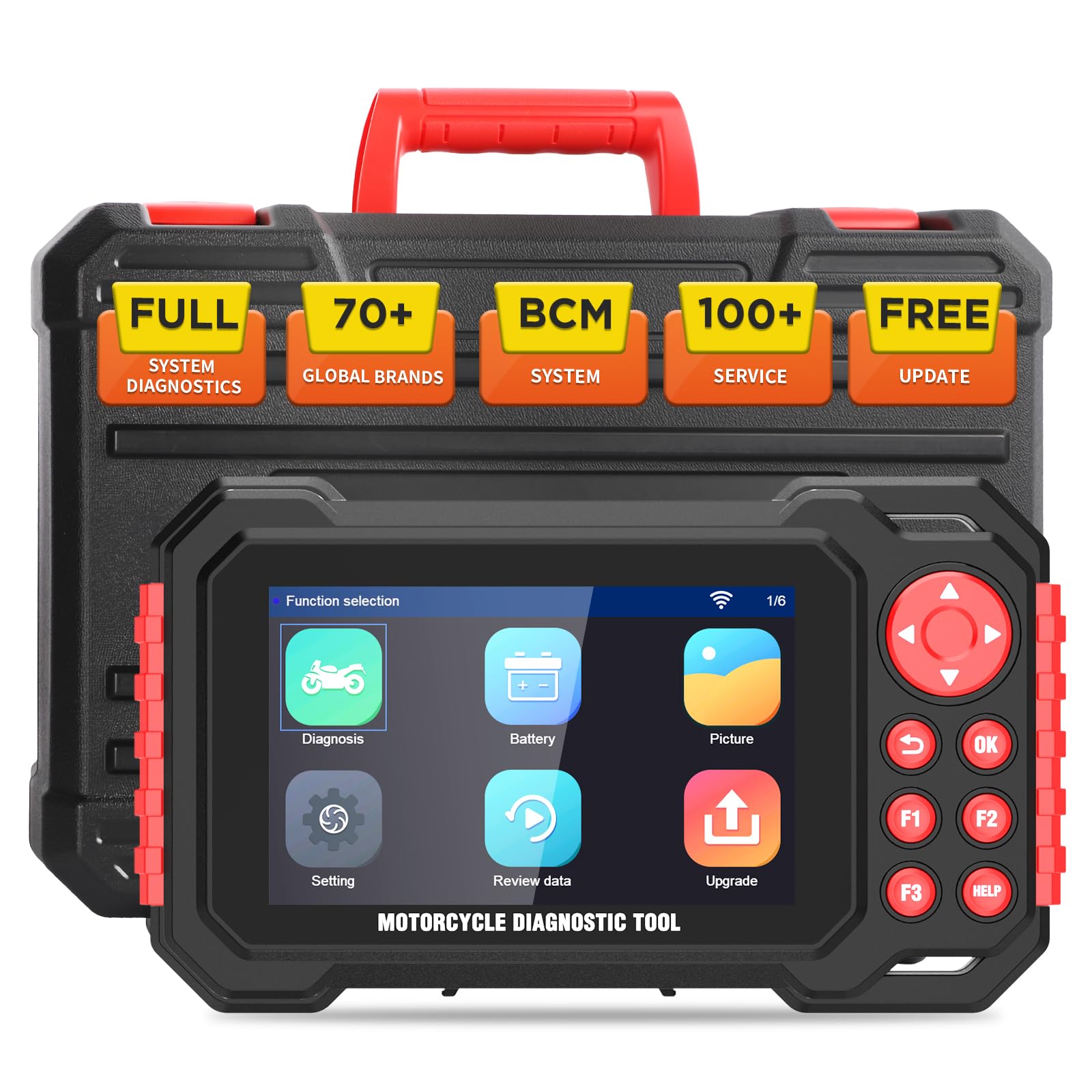 Strumento di diagnosi per moto M7 – Scanner completo OBDII con lettore di codici e display IPS da 5 pollici, oltre 70 marche e 100+ funzioni di servizio, riconoscimento automatico del VIN