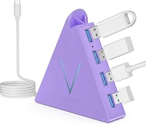 USB-C Hub JoyReken,USBC to USB Hub with 4 USB 3.0,USB-C Splitter for Type C MacBook Pro/Air, Mac Pro,iMac,Mac mini,Surface,XPS,Mouse,Keyboard,Flash Drive, U-Disk(Light Purple)