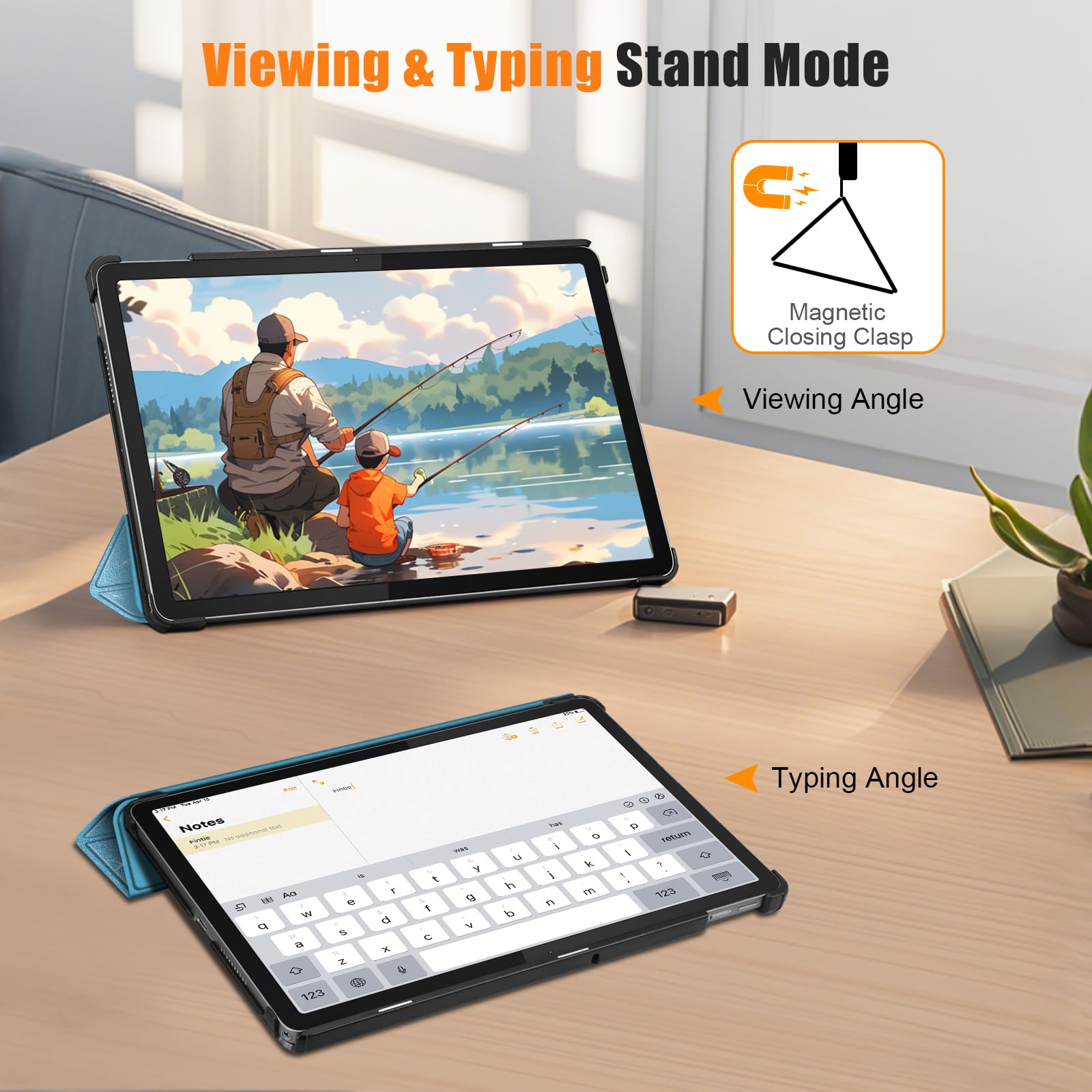 FINTIE Etui dla Lenovo Tab 10,1 cala 2025 (TB-311FU / TB-311XU), ultracienkie, ze sztucznej skóry, z funkcją automatycznego wyłączania, funkcją podstawki, kolor niebieski jasny