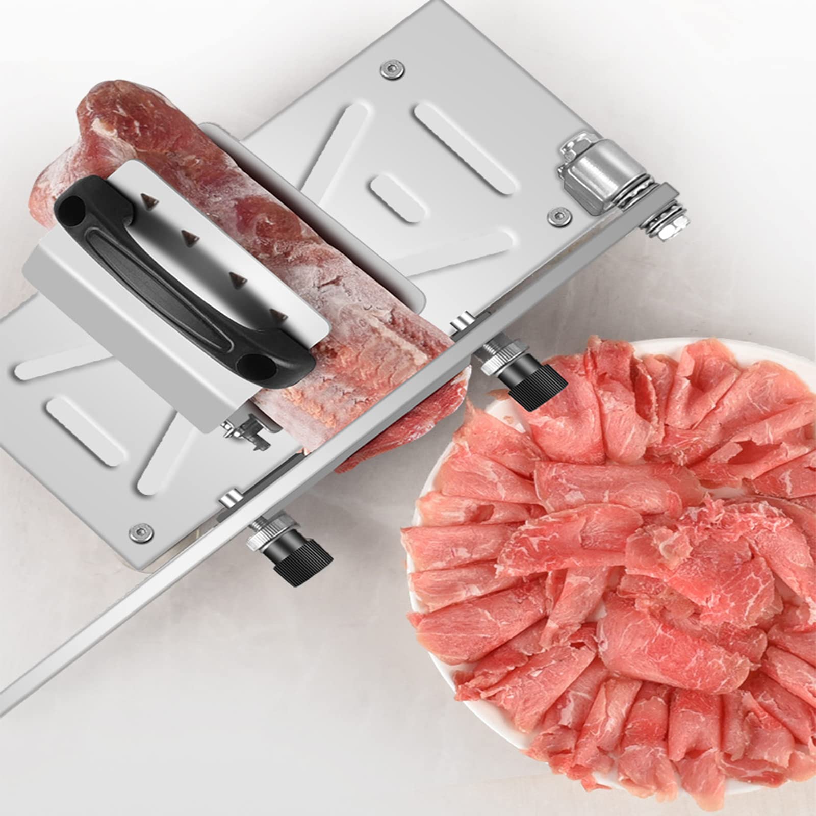 Cortadora de Carne para Uso doméstico o Comercial,Máquina cortadora de Carne para el hogar,con Hoja de Acero Inoxidable Adicional, Ajuste de Espesor,Rebanadora para Carne Seca y qu