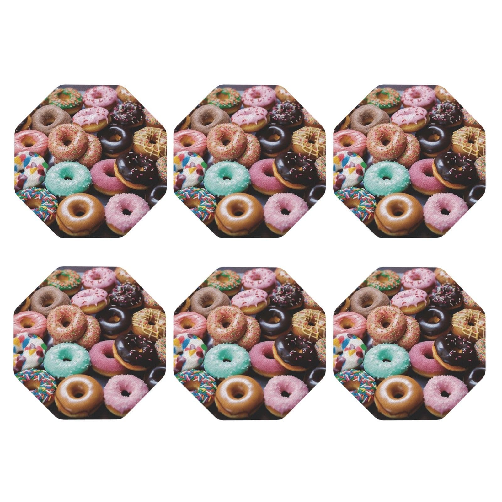 6pcs Leather Coasters for Drinks, Donuts Drink Coasters for Tabletop Protection, 4" Cup Coasters for Coffee Table Decor, Non-Slip Drinking Cup Mat for Hot Or Cold Drink