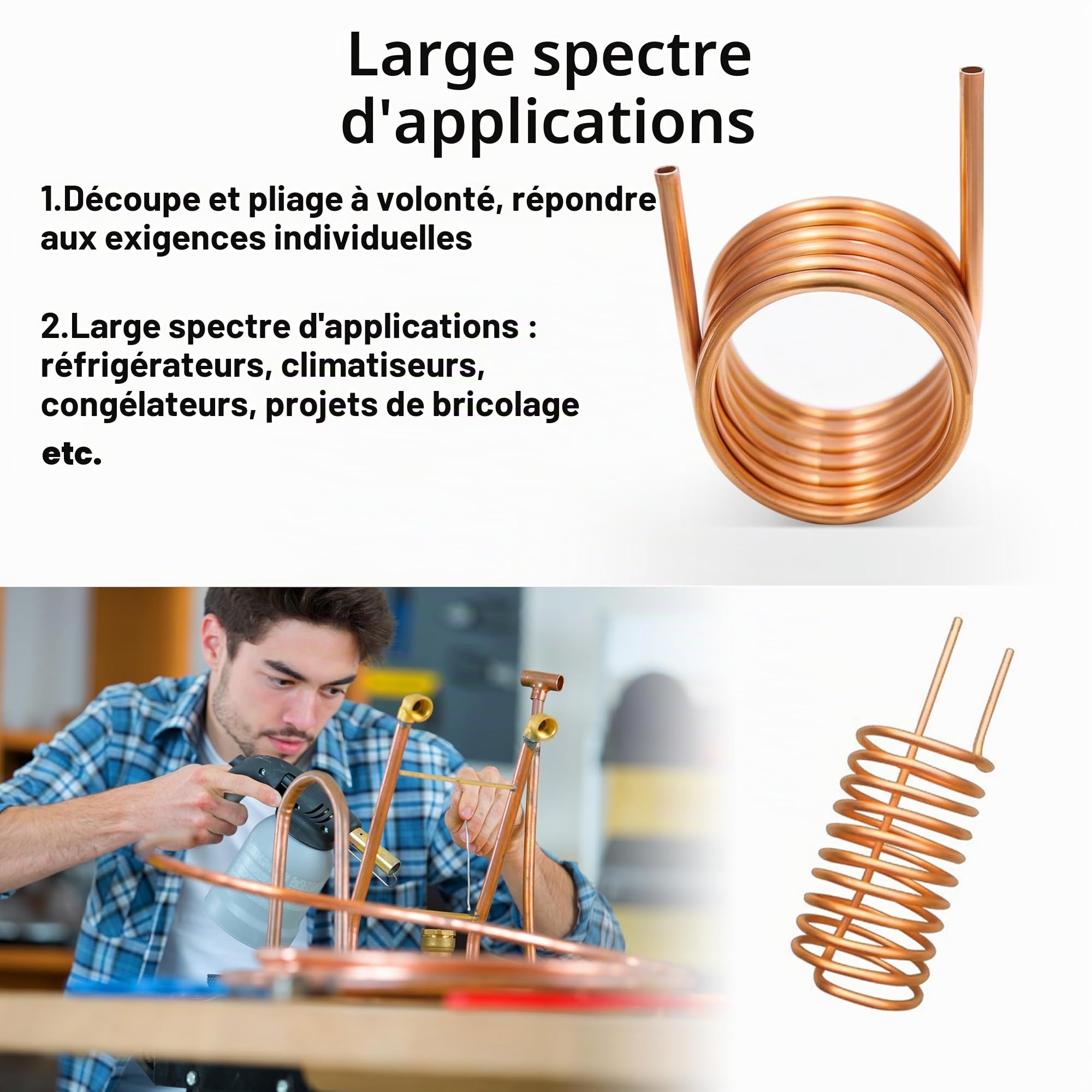Tube en cuivre 99,9 % KWOKWEI, Tube en cuivre souple OD 6 mm ID 4,8 mm, Longueur 3 M de tube rond en cuivre pour la technique du froid, générateurs, barres de courant, dispositifs de commutation