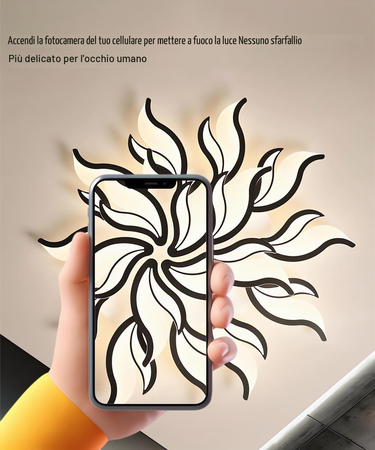 Moderna plafoniera a LED Lampada da soffitto dimmerabile per soggiorno con telecomando Lampadario 58W 6500K Plafoniere a forma di fiore per camera da letto sala da pranzo ufficio (Nero, 8 teste)