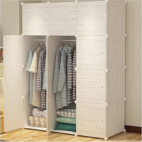 Amazon ワードローブの寝室の組み合わせシンプルなプラスチック製の大きな鉄骨フレームストレージとストレージファブリックシンプル でモダンな組み立て サイズ 147cm ソリッド ワードローブ オンライン通販