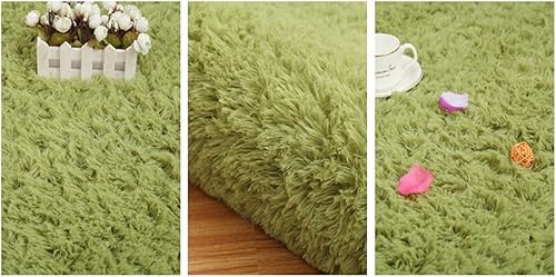 Vista 13 de MIFXIN Alfombra redonda para sala de estar, alfombra de pelo largo súper suave, alfombra circular esponjosa para sala de estar, comedor y Rojo