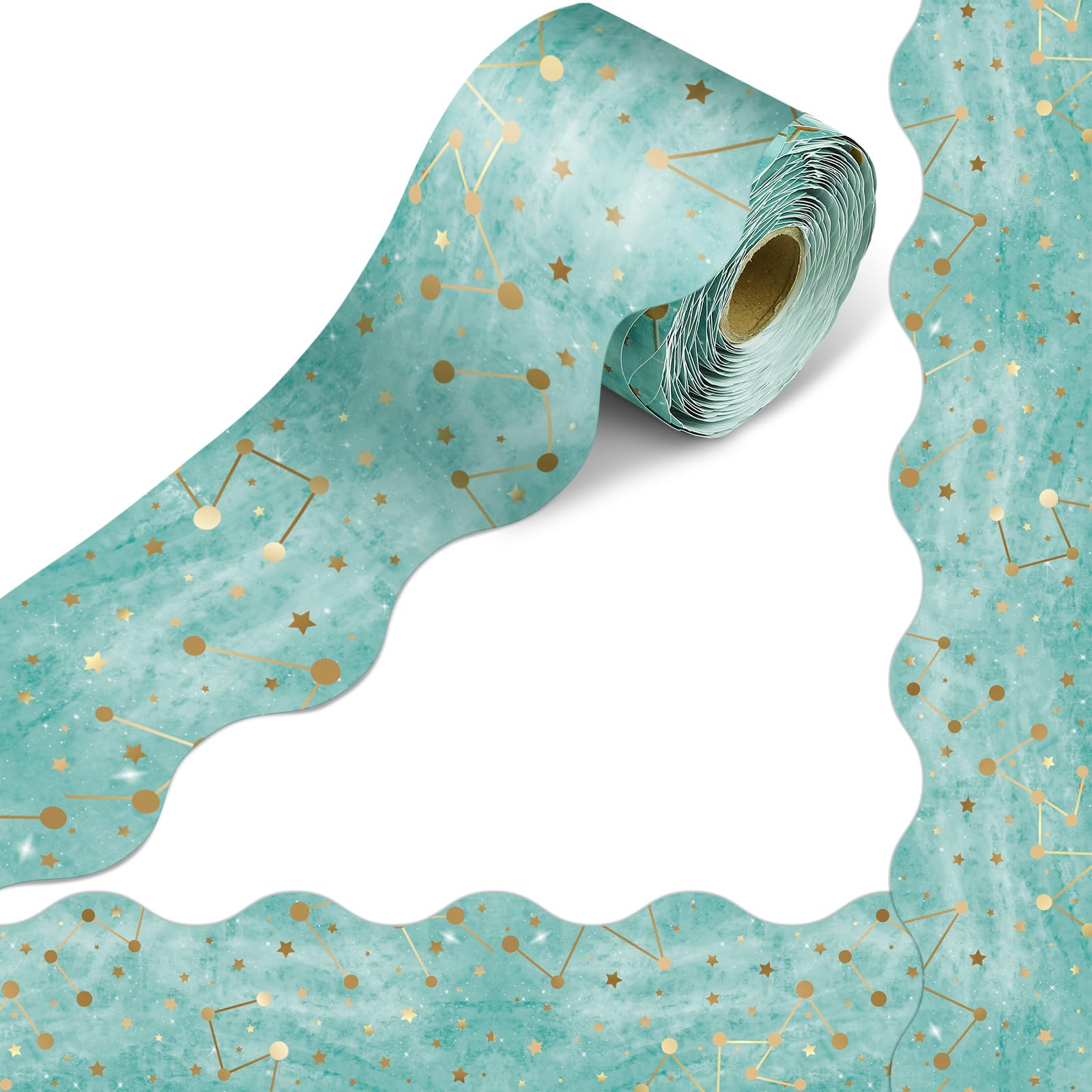 Outus 68 ft Space Bulletin Board Borders Back to School Classroom Decor Galaxy Scalloped Bulletin Board Borders for Classroom Birthday Bulletin Board