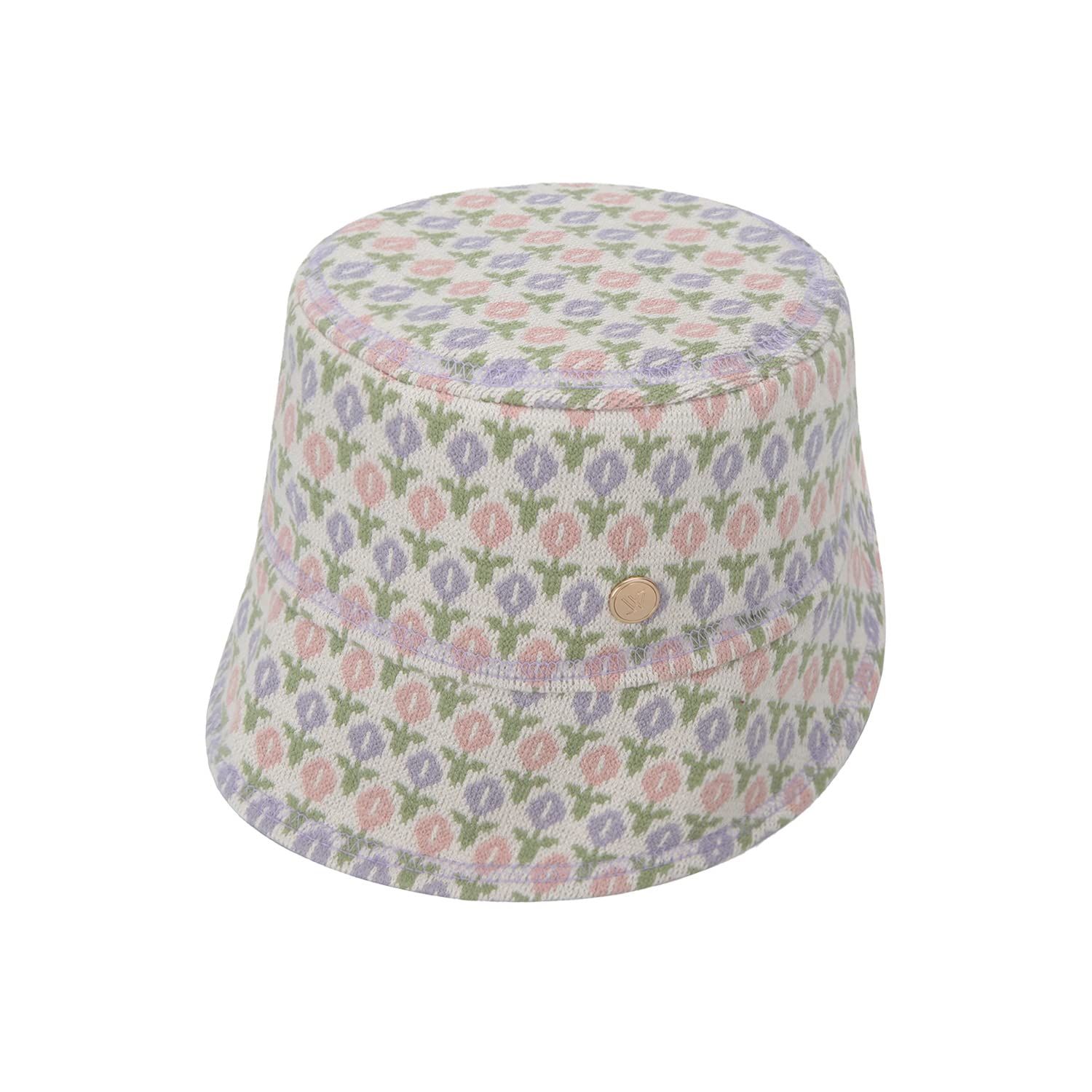 WHITE SANDS MOJA Tulip Comfort Hat, Knit Flower Pattern Bucket Hat for Women, Product of Korea