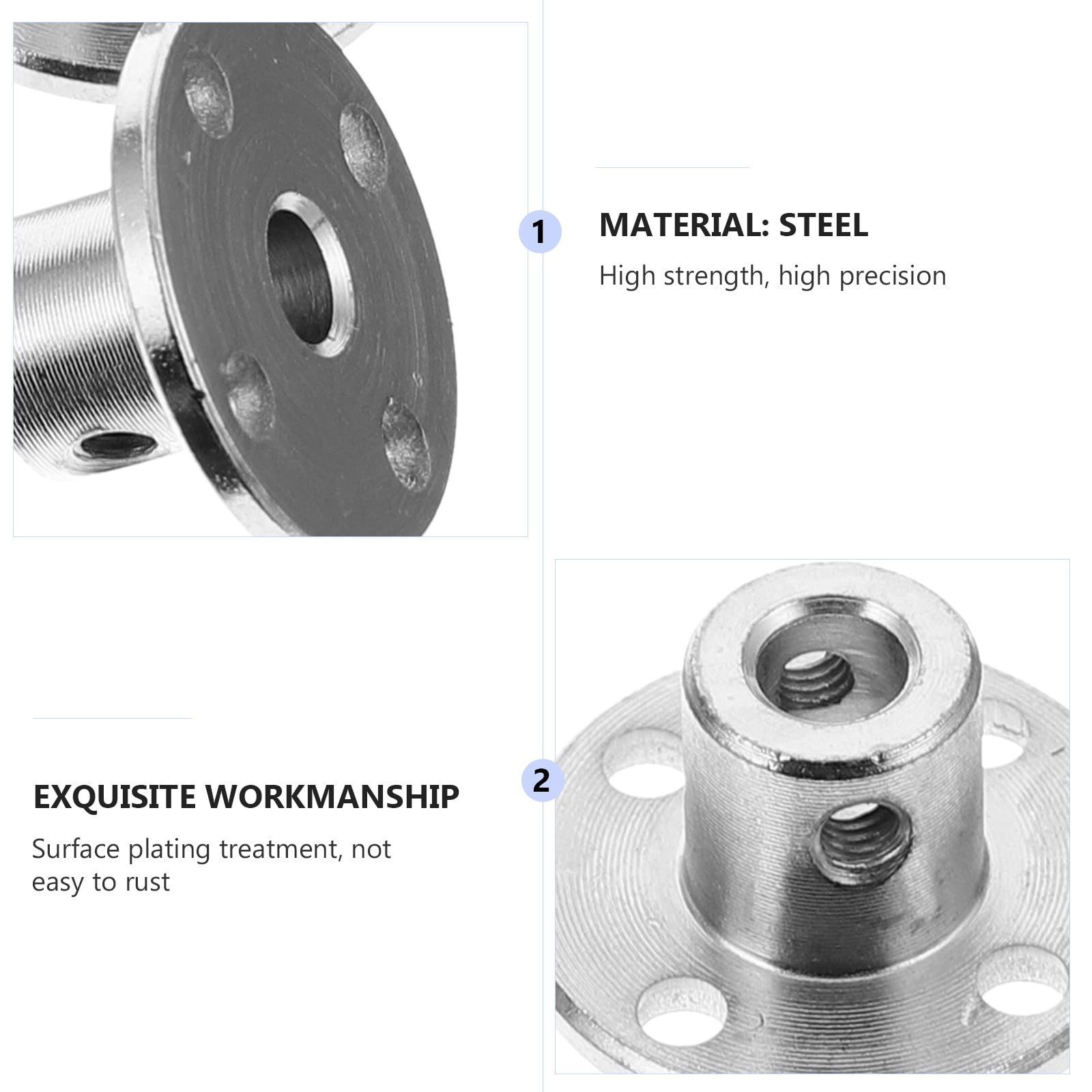10 Stück Starre Flanschwellenkupplung aus Stahl mit Isolation und Wellenverbindung für Selbstgemacht Modellbau und Rc Flugzeug Motoranschluss in Silber