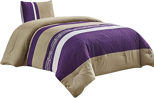 LOLA - Juego de edredón alternativo de 2 piezas color morado oscurogris pardo, tamaño individual, incluye edredón y funda de almohada para niños, disponible en Yaxa Colombia