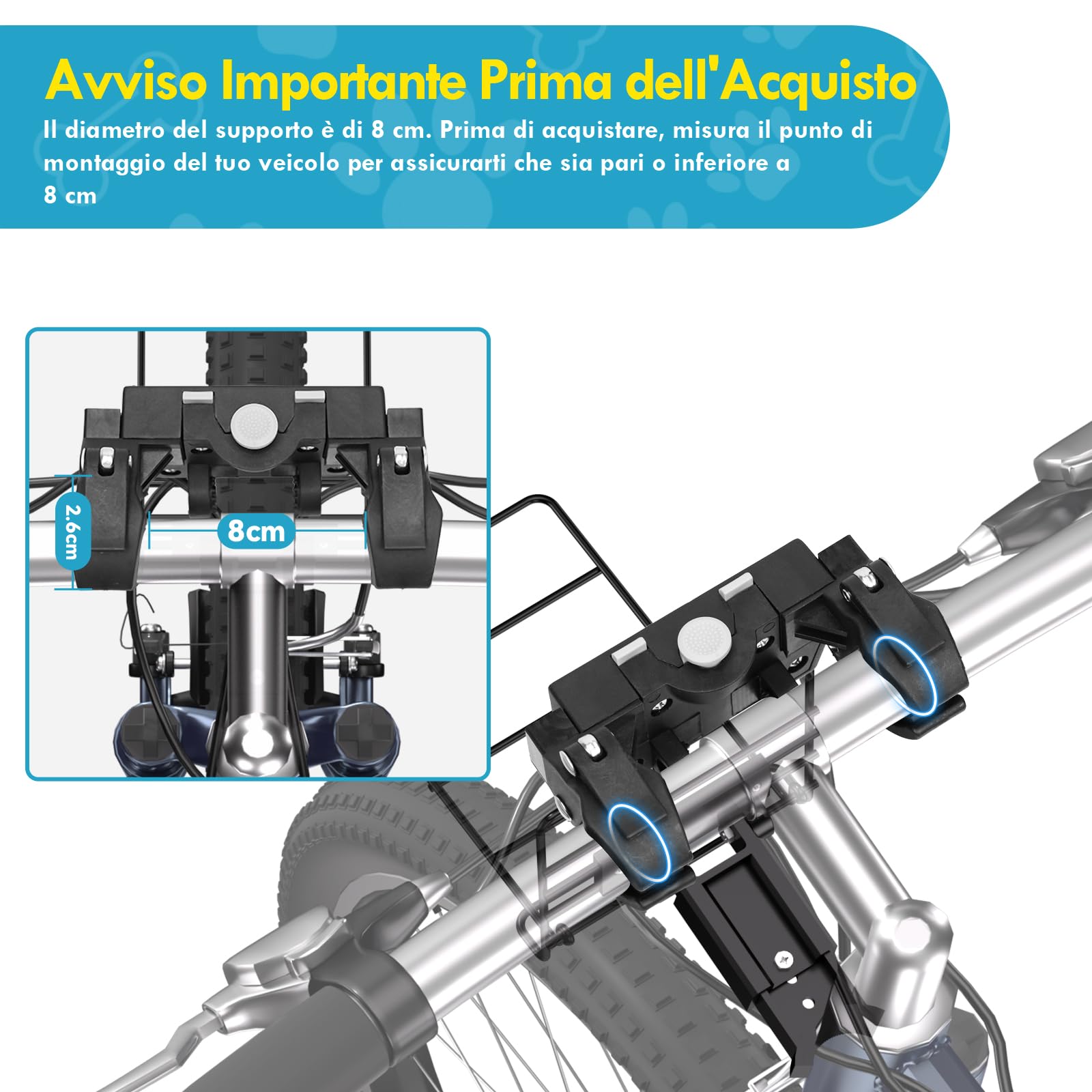 Cestino anteriore 4 in 1 per cani, zaino e seggiolino auto, carico 10 kg, supporto stabile a forma di L per biciclette elettriche (display < 8 cm), borsa per bicicletta pieghevole