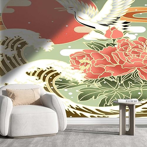 Adhesivo de papel de pared para cocina, ilustración clásica, ondas, sala de estar, protege la superficie (W) 40 pulgadas X (H) 31.5 pulgadas