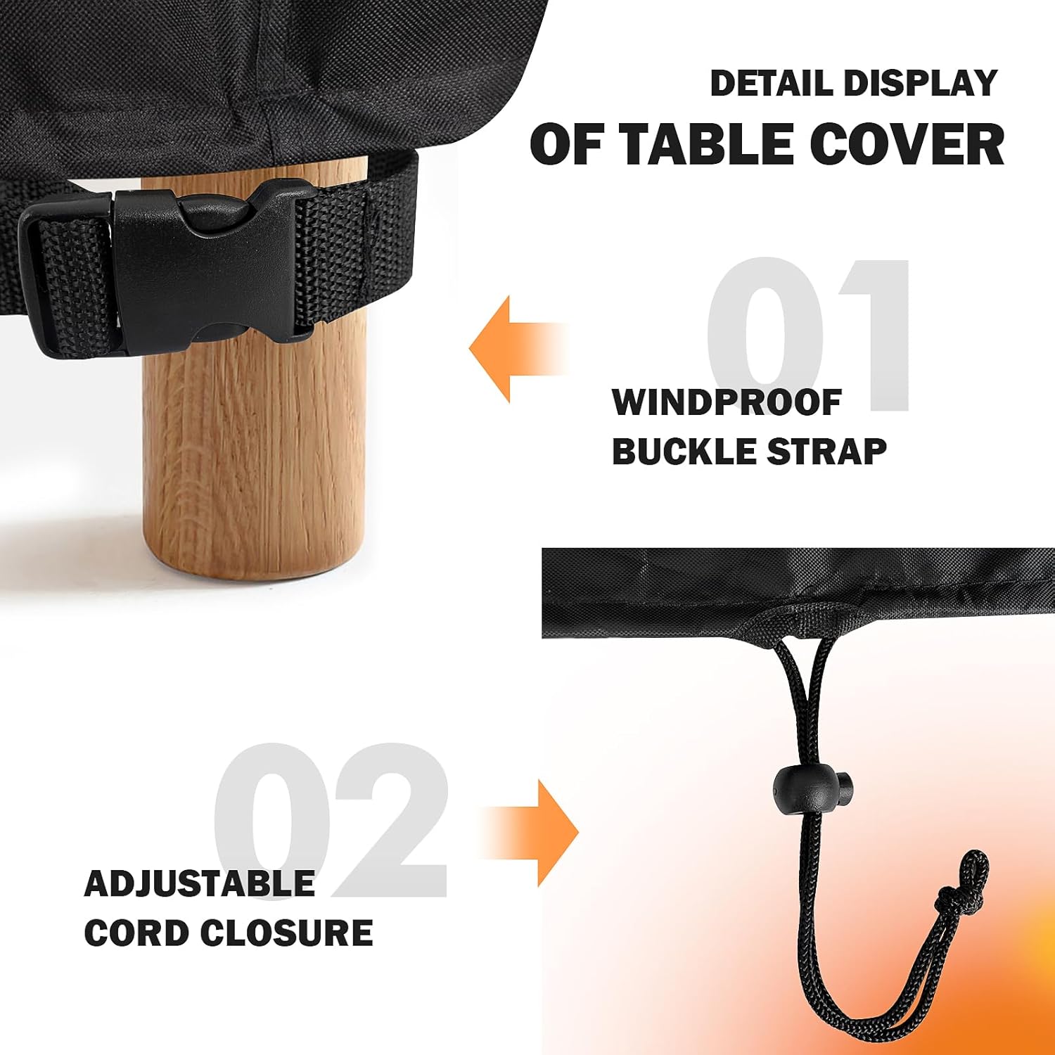 Square Patio Table Cover, Outdoor Table Covers Waterproof, UV Resistant Outdoor Lawn Patio Furniture Covers, 66" L x 66" W x 28" H