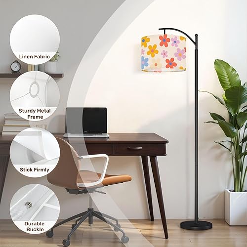 Miniatura 4 de Drum Lamp Shade Floral style 70s groovy daisy flowers Retro floral naive design Style Lampshade for Floor Lamps Table Lamps Pendant Light 11"x8.9"