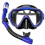 Seovediary Snorkel Set Adults Snorkeling Gear Anti-Fog Panoramic View Swim Mask Dry Top Snorkel Kit with Carry Bag for Snorkeling Scuba Diving Swimming Travel
