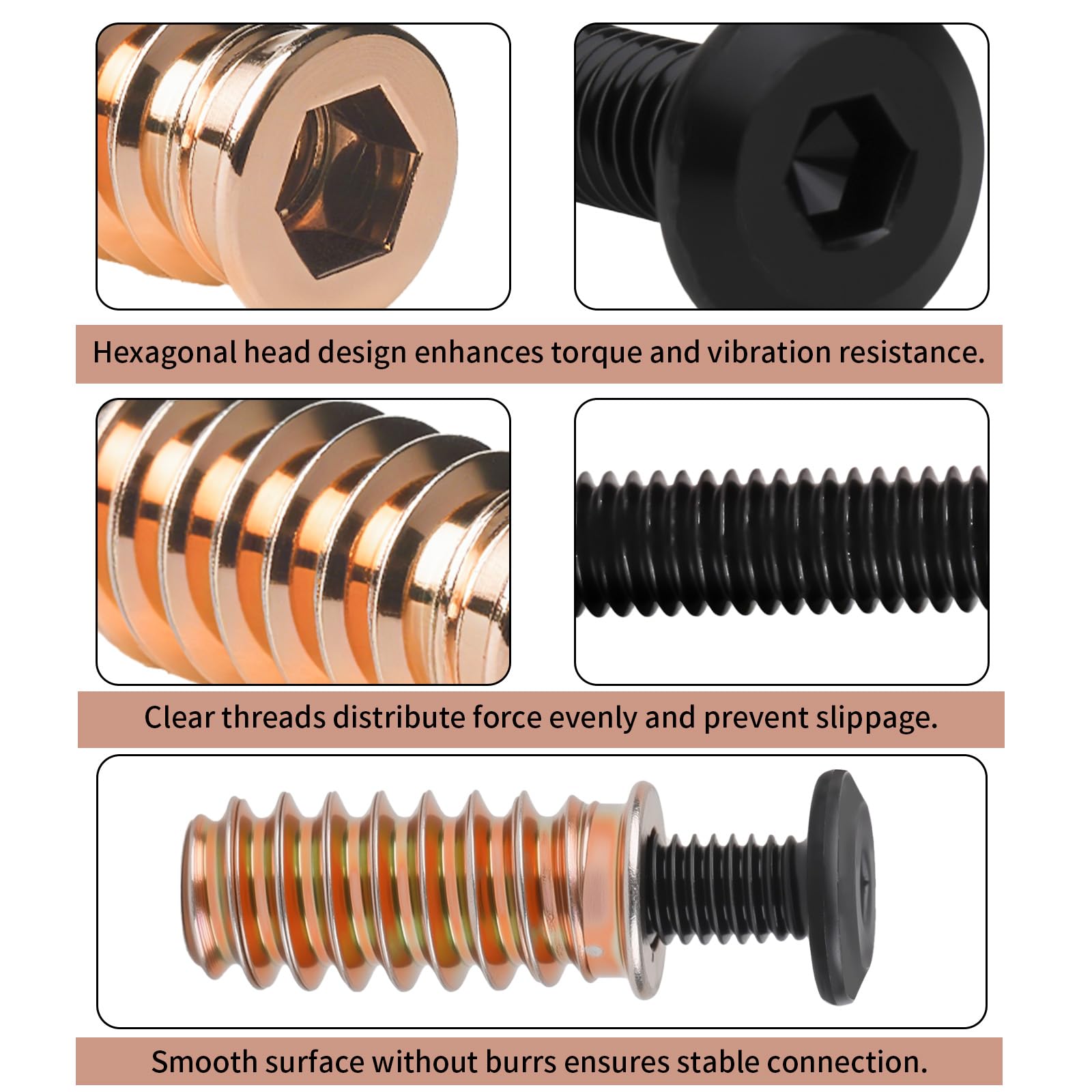 ddckj 15Pcs M8 Threaded Inserts for Wood with Bolts : M8x 25 304 Stainless Steel Screw Bolts for Wood,M8x 25 Insert Nuts,for Wood Furniture and Home Daily Use,with 2 Wrench - Image 3