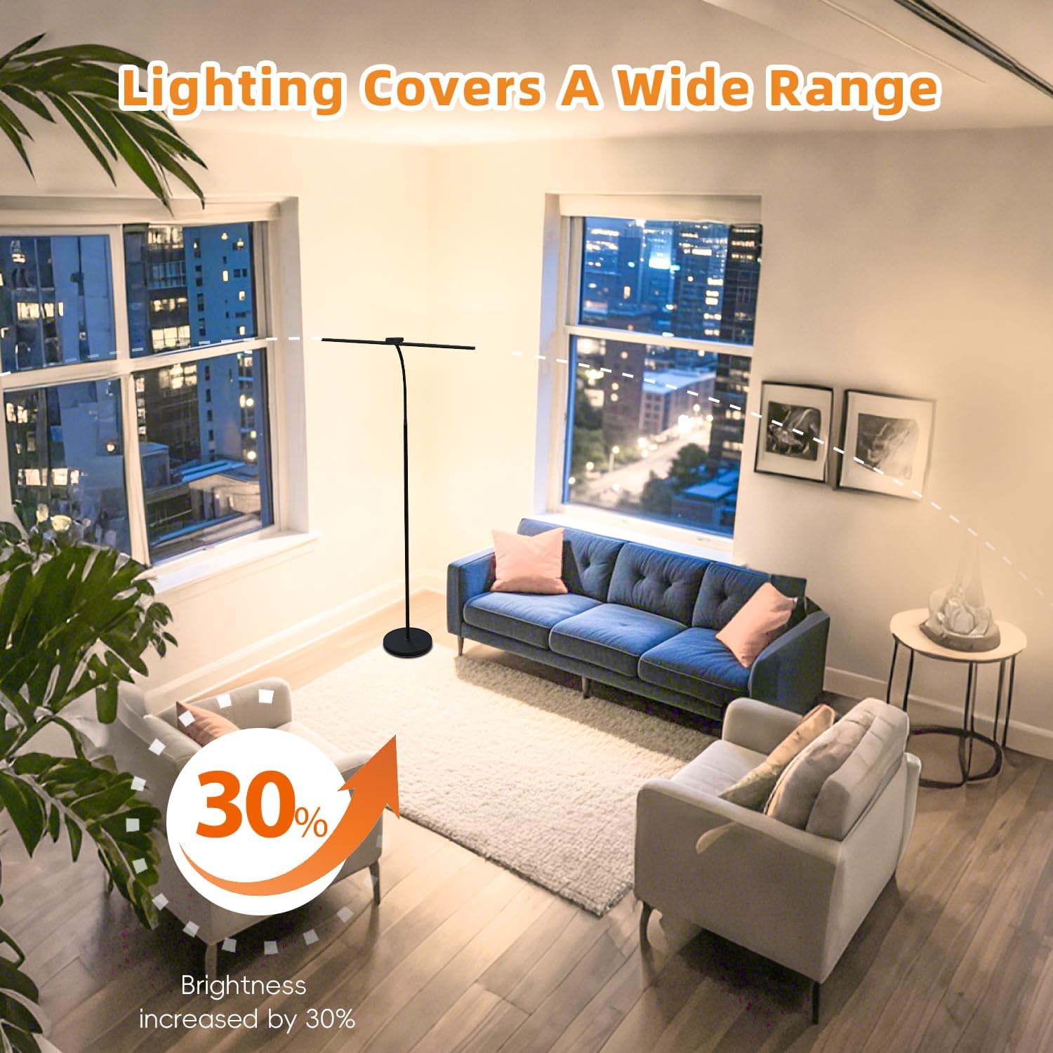 24W/2400LM Dual Head LED Floor Lamp for Office, Ultra Bright Reading Standing Task Lamp, Adjustable Panels with Remote, No Glare Puzzle Light for Tattoo, Piano, Sewing, Lash, Craft - Image 2