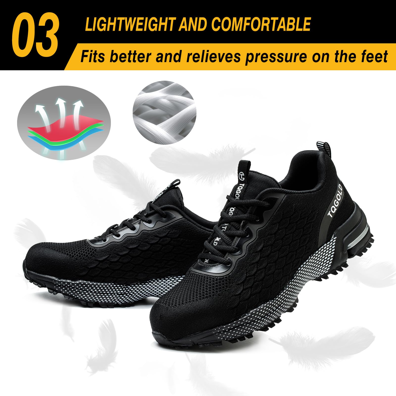 AONEGOLD Sicherheitsschuhe Herren Arbeitsschuhe Damen Leicht Stahlkappenschuhe rutschfest Atmungsaktiv Stahlkappe Sportlich Schutzschuhe Gr.36-48EU