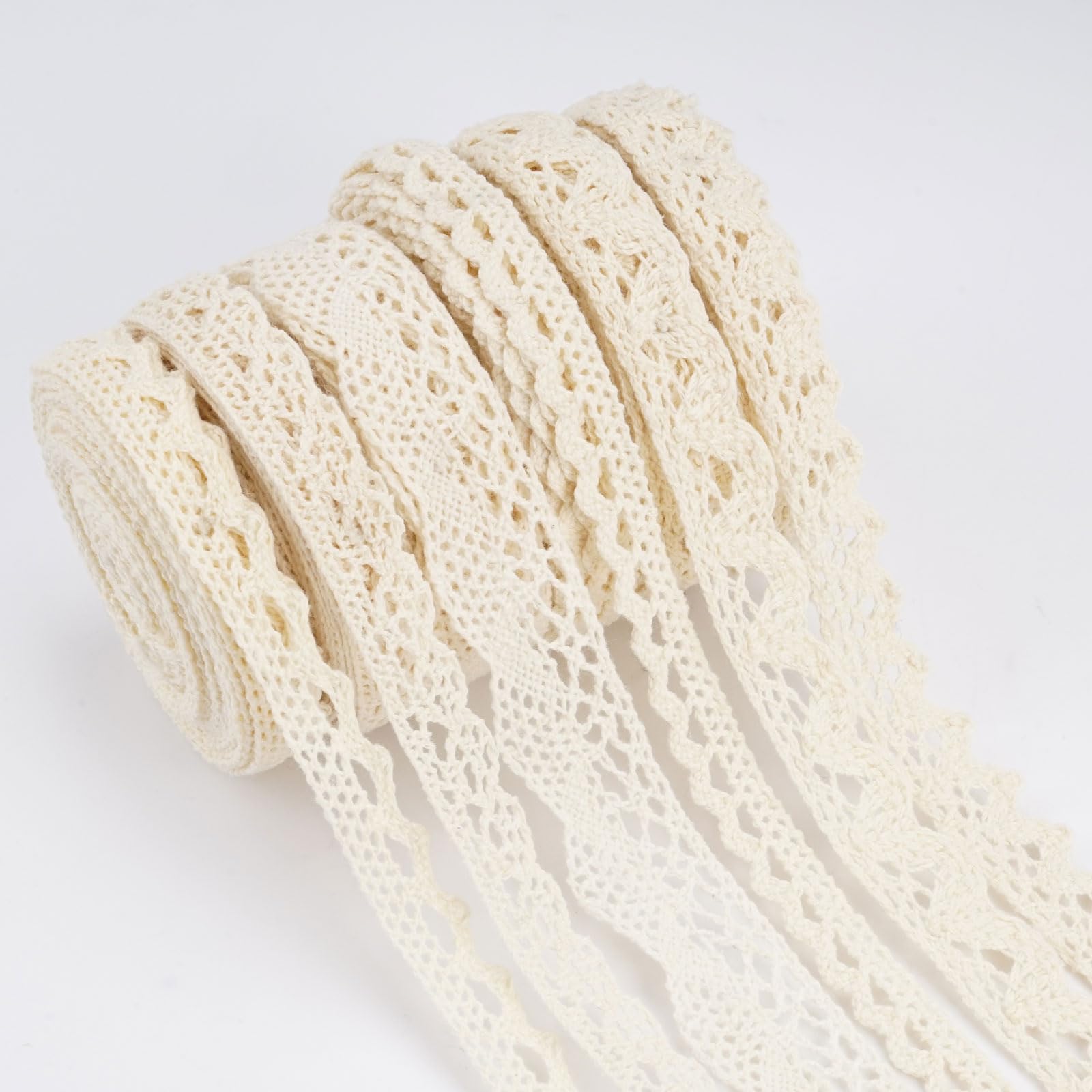 6 Rotoli Di Nastro In Pizzo Beige, Nastro Autoadesivo Vintage - 12