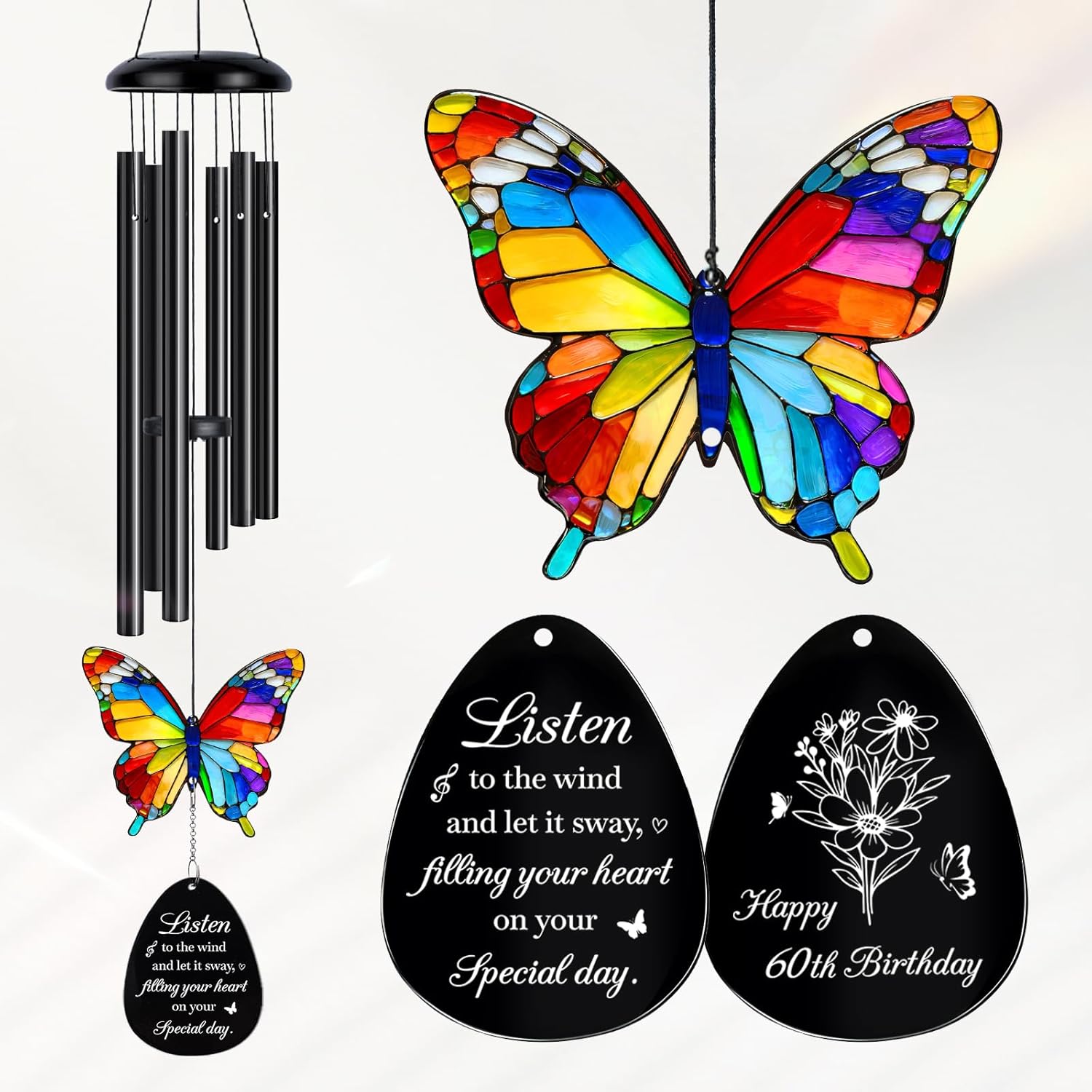 60th Birthday Gifts for Women, Men, Happy 60th Birthday Decorations for Women Men, Gifts for 60 Year Old Woman Ideas, 60 Year Old Gift for Grandma Mom, Wind Chimes