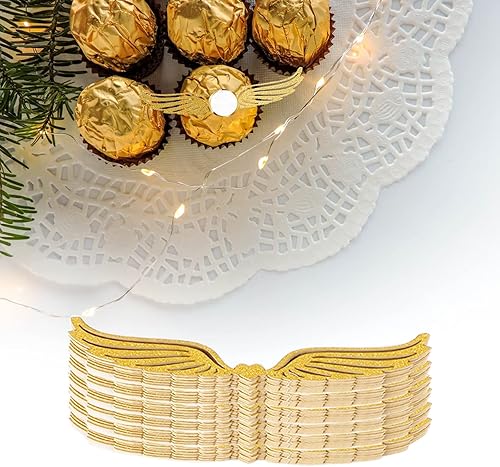 Miniatura 6 de 50 piezas de alas doradas de chocolate, decoración de mago, decoración de chocolate, alas huecas, decoración de cupcakes con punto de pegamento para