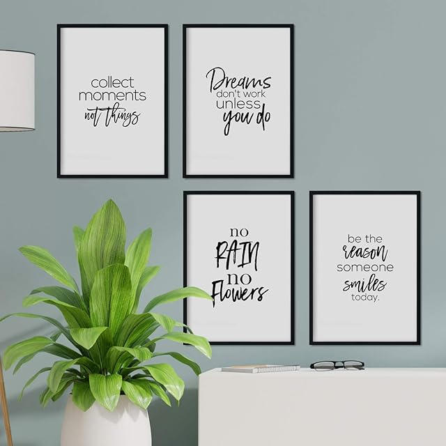 Nacnic Pack of posters with inspirational phrases. Set decoration with white sheets and black motivational phrases and full of energy. A4 size