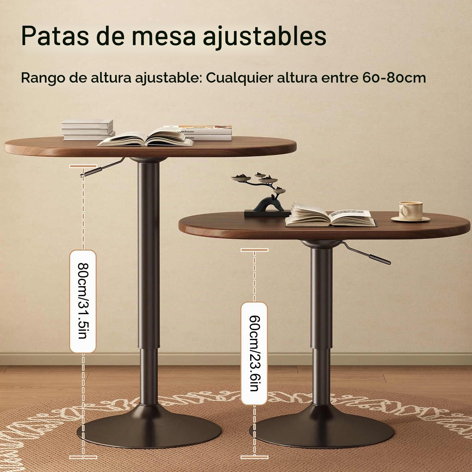 Mesa de Centro de Altura Ajustable, Mesa de Centro Elevable, Multifunción, Mesa de Salón, Mesa Lateral para Sofá o Cama, Ideal para Combinar en Salones y Dormitorios