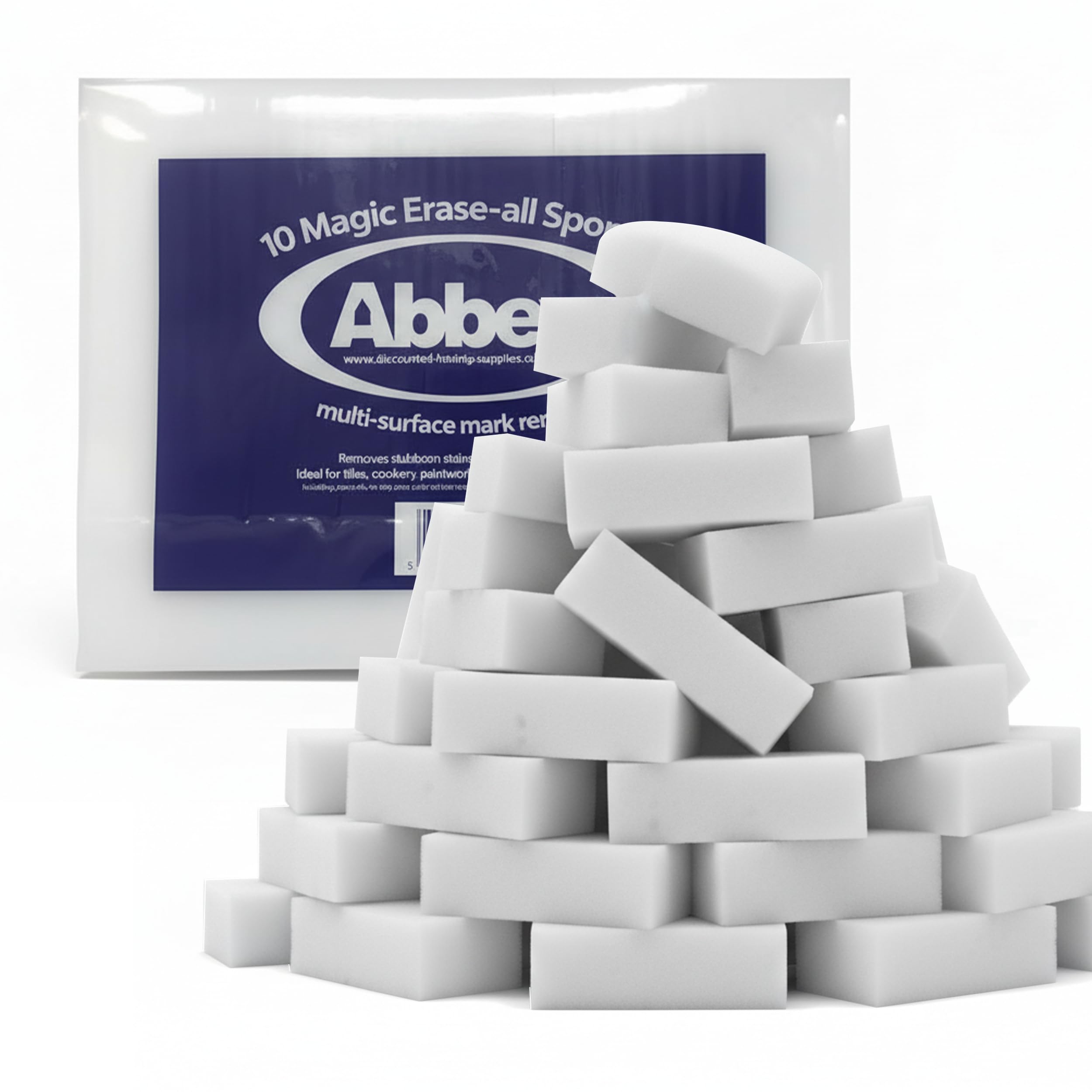 Abbey White 90 Magic Eraser Sponge For Cleaning – Cleaning Melamine Sponges For Stain & Mark Removal – Magic Eraser Sponge For Walls, Kitchens, Bathrooms, Paint Eraser -Dust Sponge 9.9X6x2.5cm