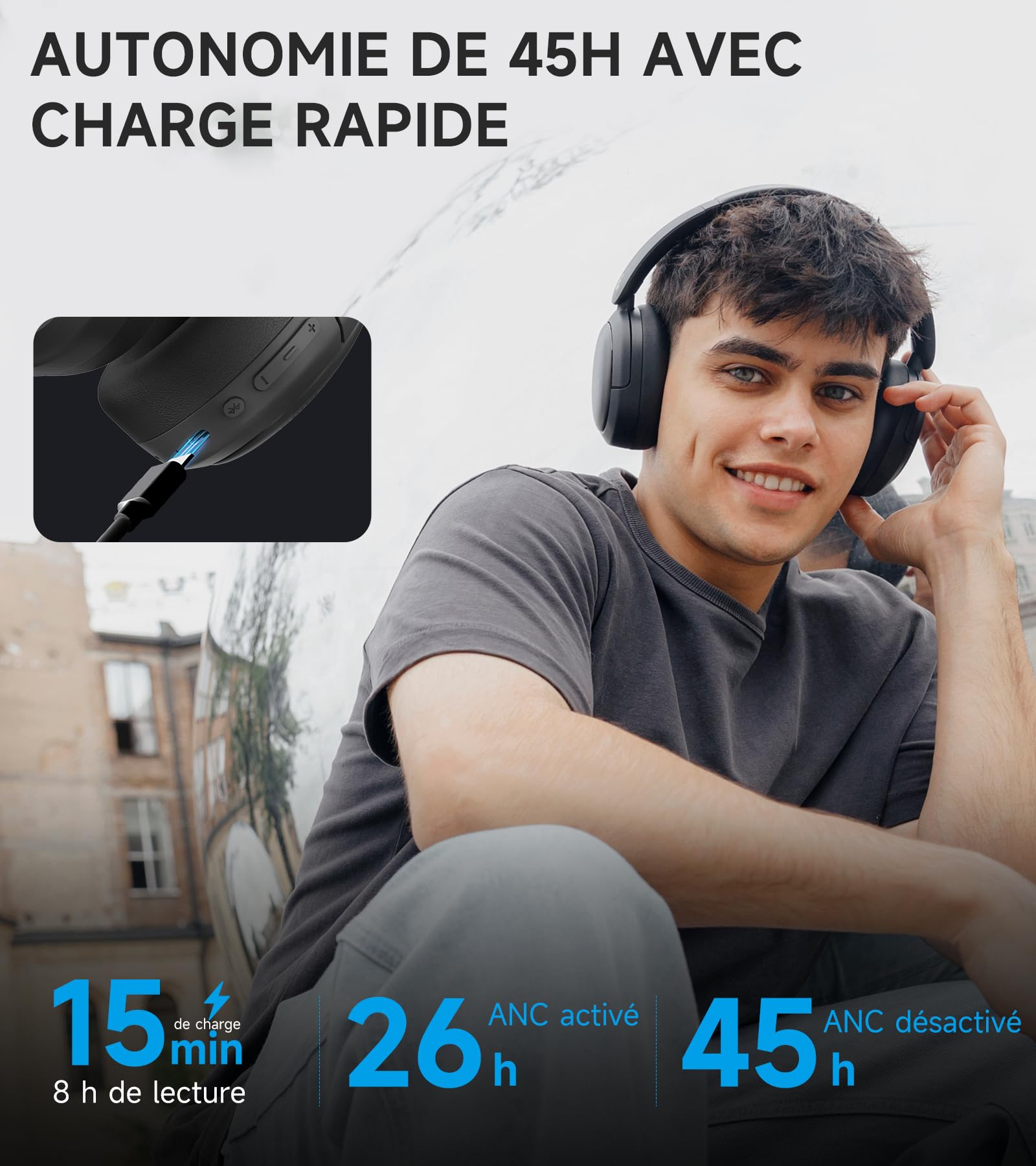 Edifier W800BT Pro Casque sans Fil Hybride de Réduction de Bruit Actif - Son Haute Résolution - IA Annule Bruit Appels - 45 Heures de Lecture - Charge Rapide - Pliable - Bluetooth 5.4 - Noir